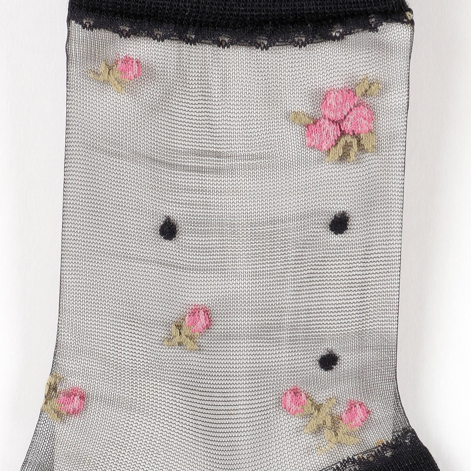 シースルーソックス ほんのきもち ハイゲージ シルク混 バラブーケ - 画像5