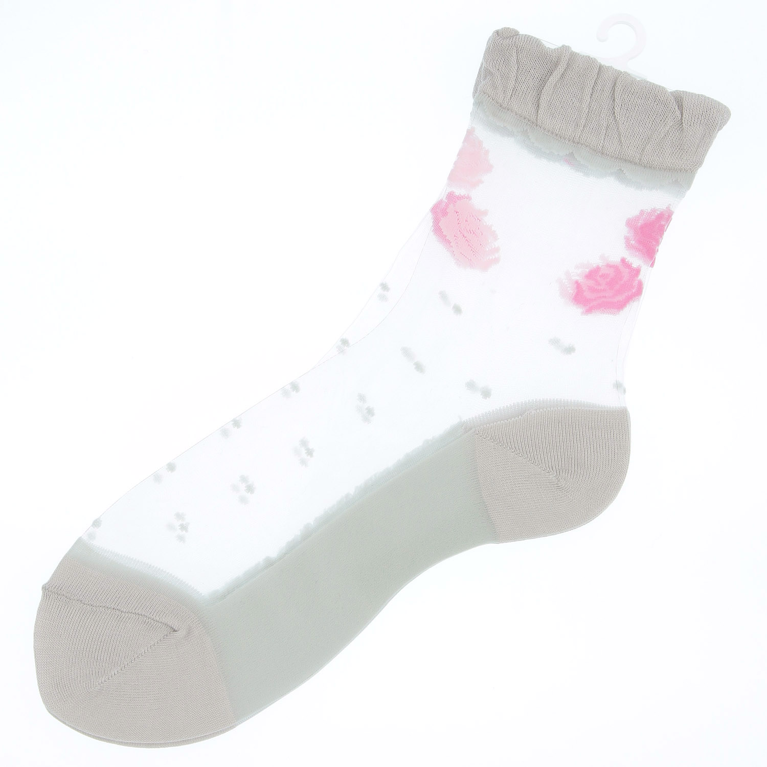 別注★シースルーソックス  ほんのきもち シルク混 ローズブーケ柄【在庫限り】 - 画像2
