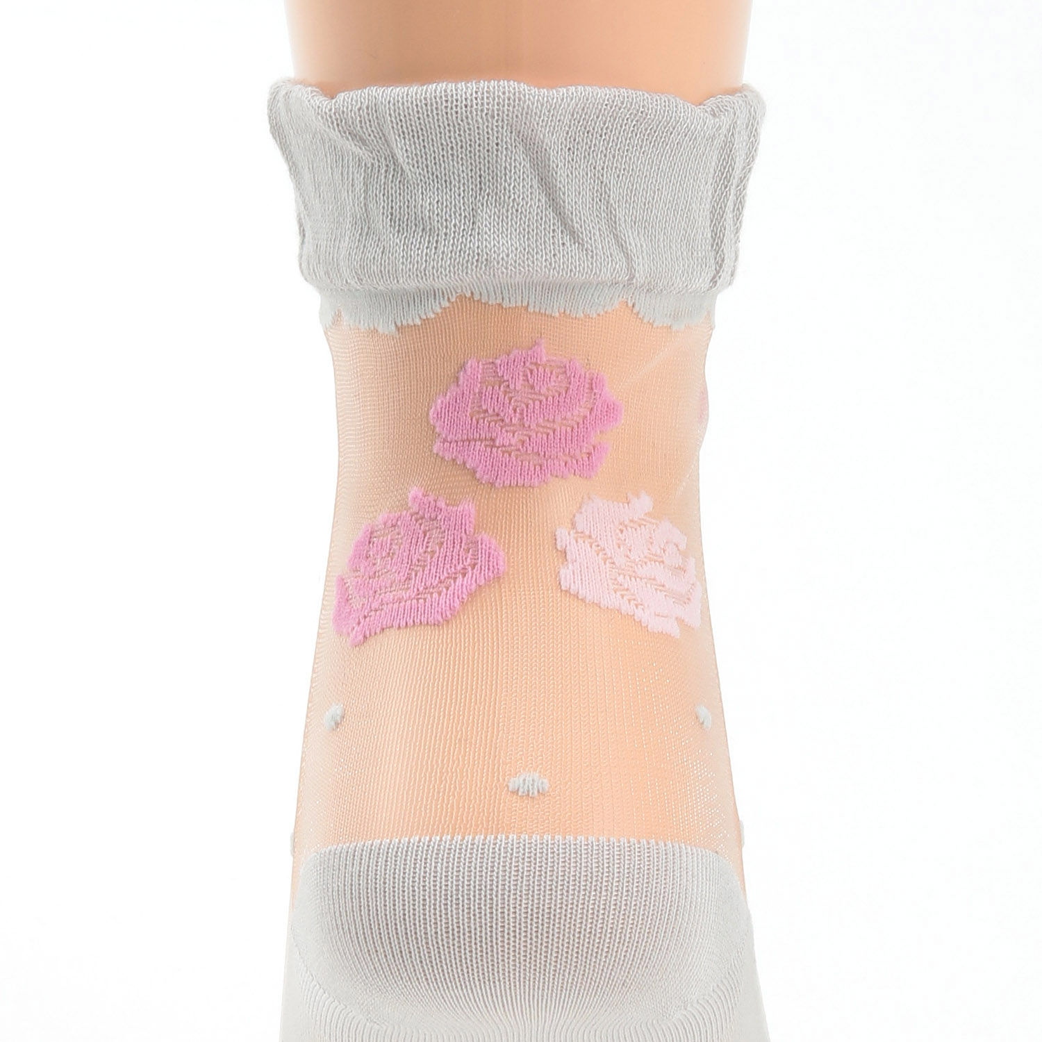 別注★シースルーソックス  ほんのきもち シルク混 ローズブーケ柄【在庫限り】 - 画像4