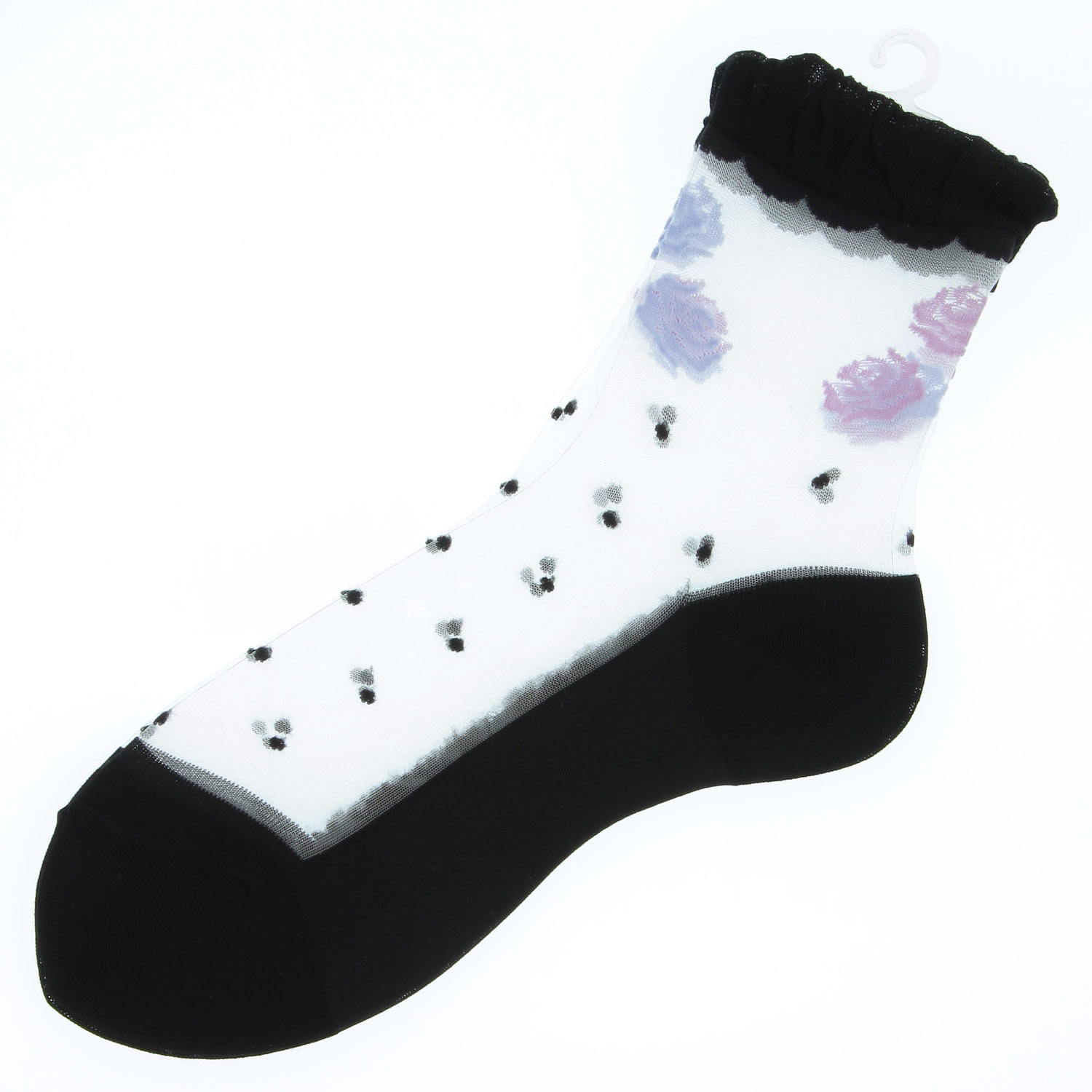 別注★シースルーソックス  ほんのきもち シルク混 ローズブーケ柄【在庫限り】 - 画像5