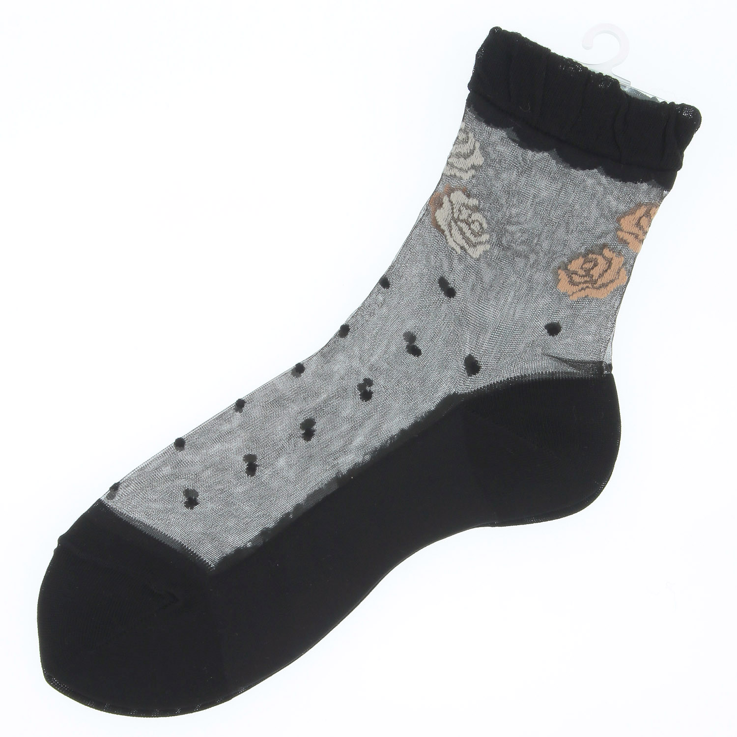 別注★シースルーソックス  ほんのきもち シルク混 ローズブーケ柄【在庫限り】 - 画像6