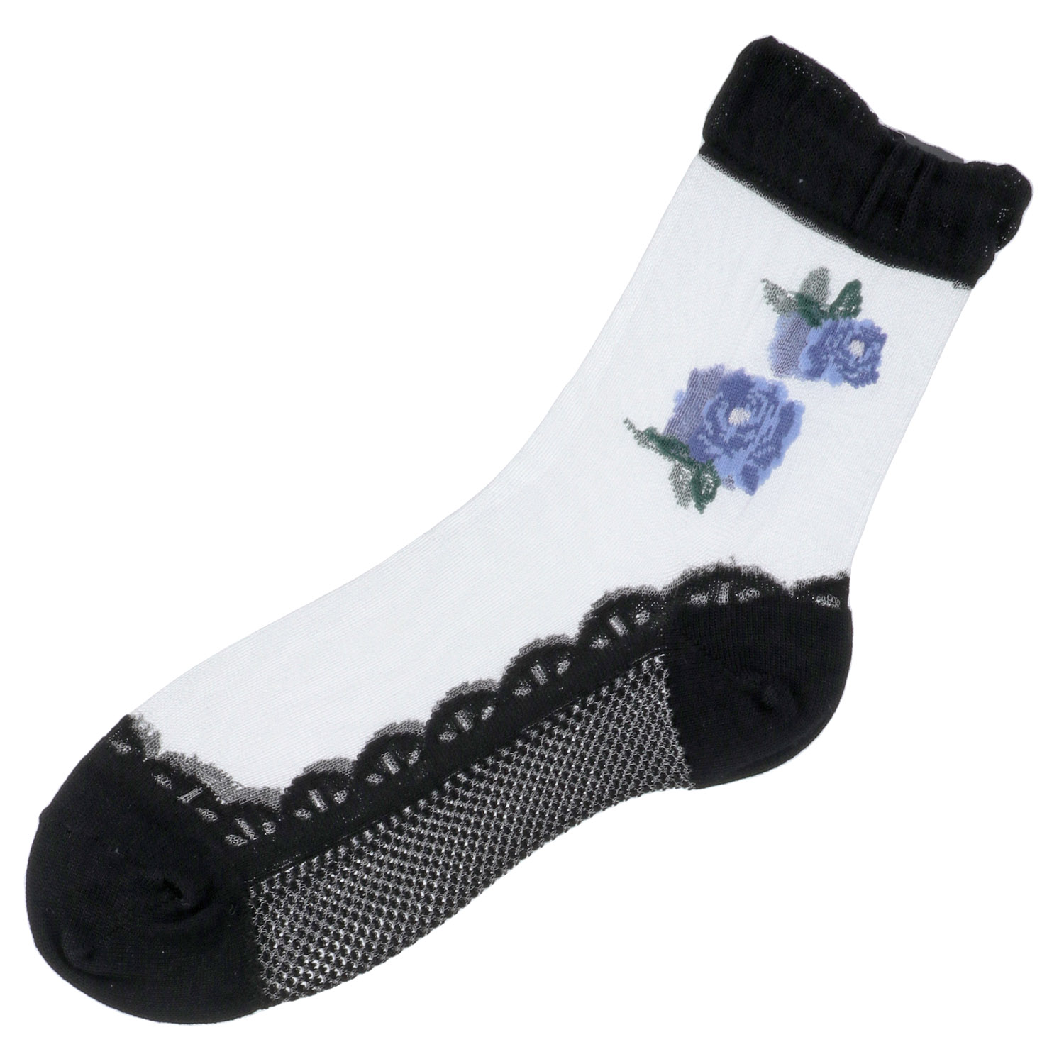 シースルーソックス ほんのきもち ハイゲージ シルク混 小花柄 - 画像3