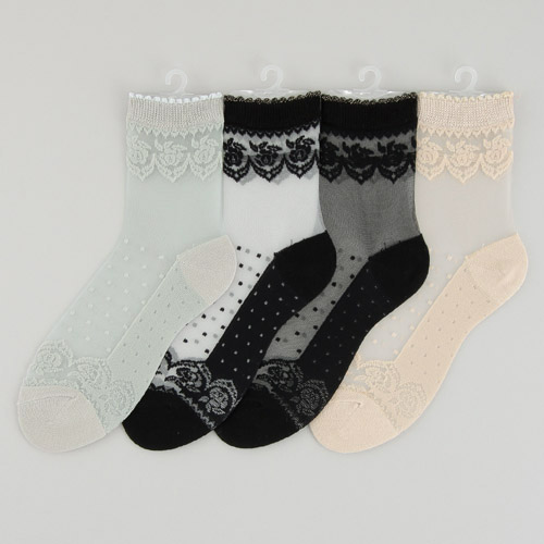 シースルーソックス バラ水玉柄【在庫限りで取り寄せ】 - 画像1