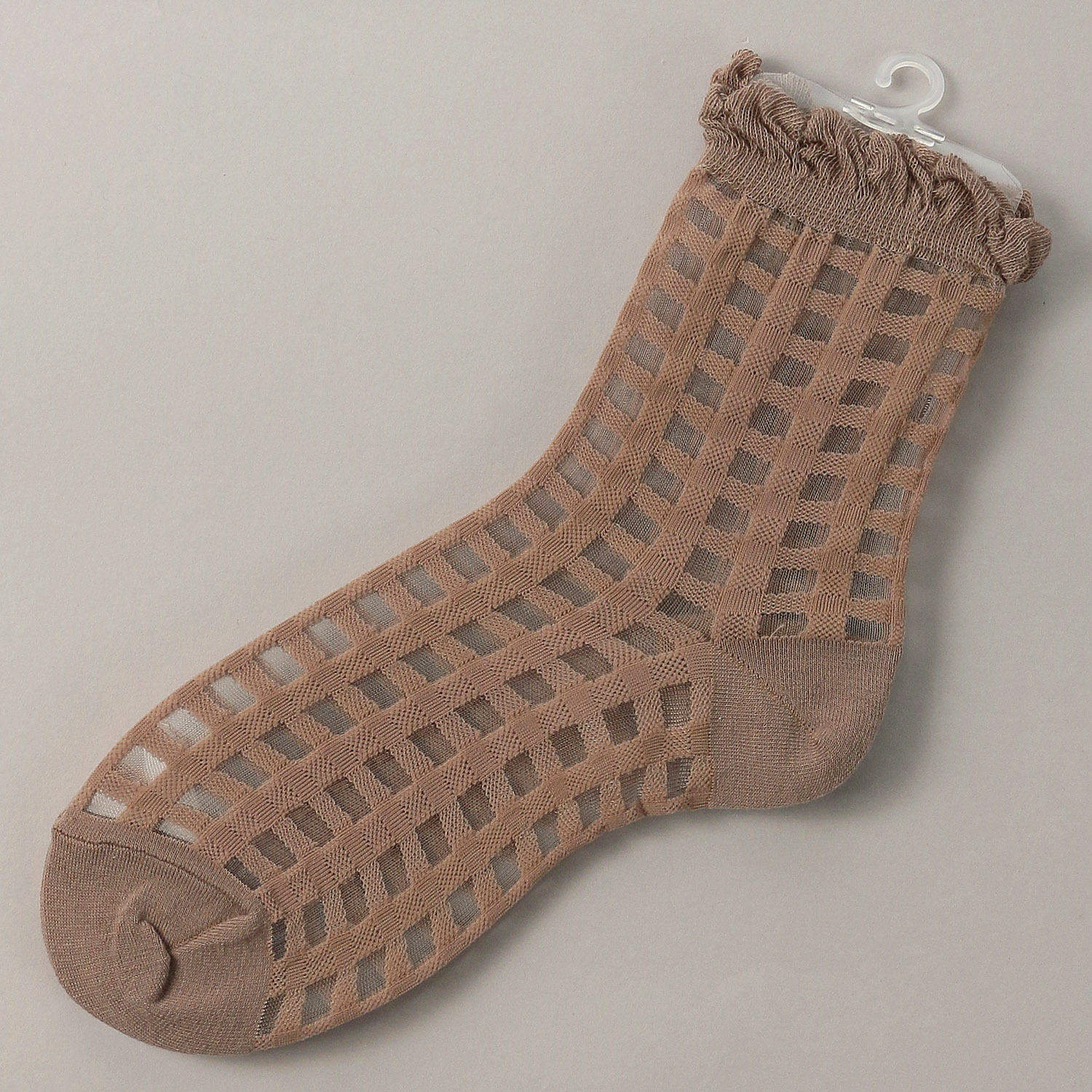 やわらかナイロン シースルーソックス  チェック柄