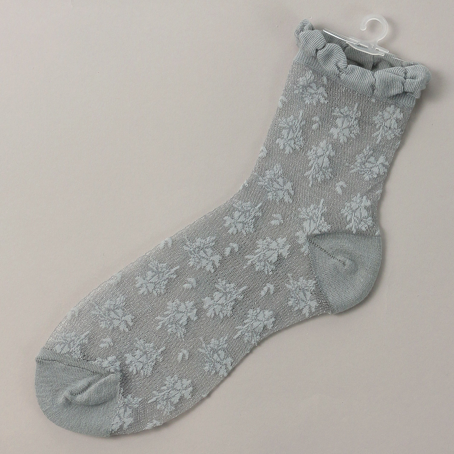 やわらかナイロン シースルーソックス  花草柄 - 画像3