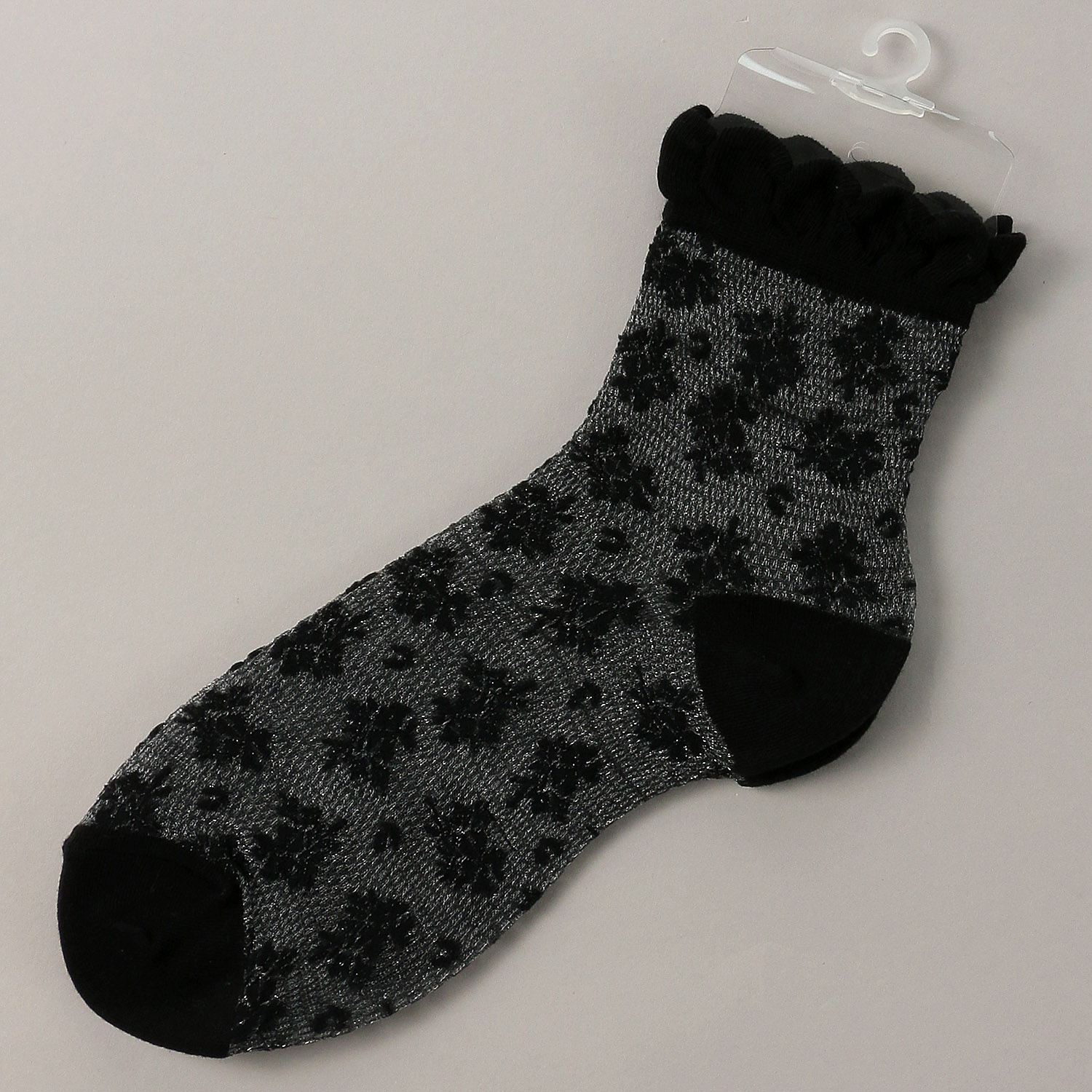 やわらかナイロン シースルーソックス  花草柄 - 画像4