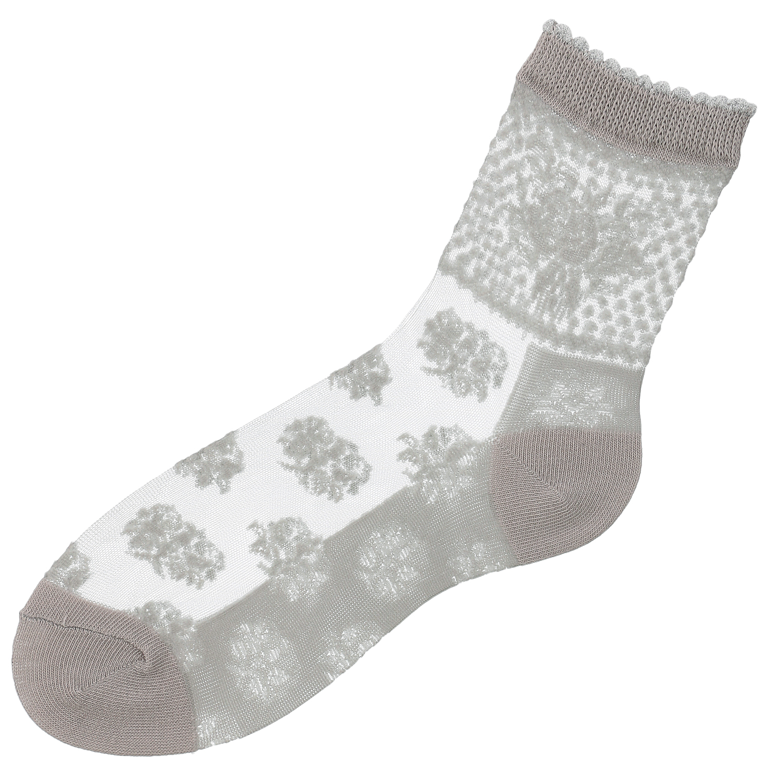 シースルーソックス 幾何学 バラ柄【在庫限りで取り寄せ】 - 画像2