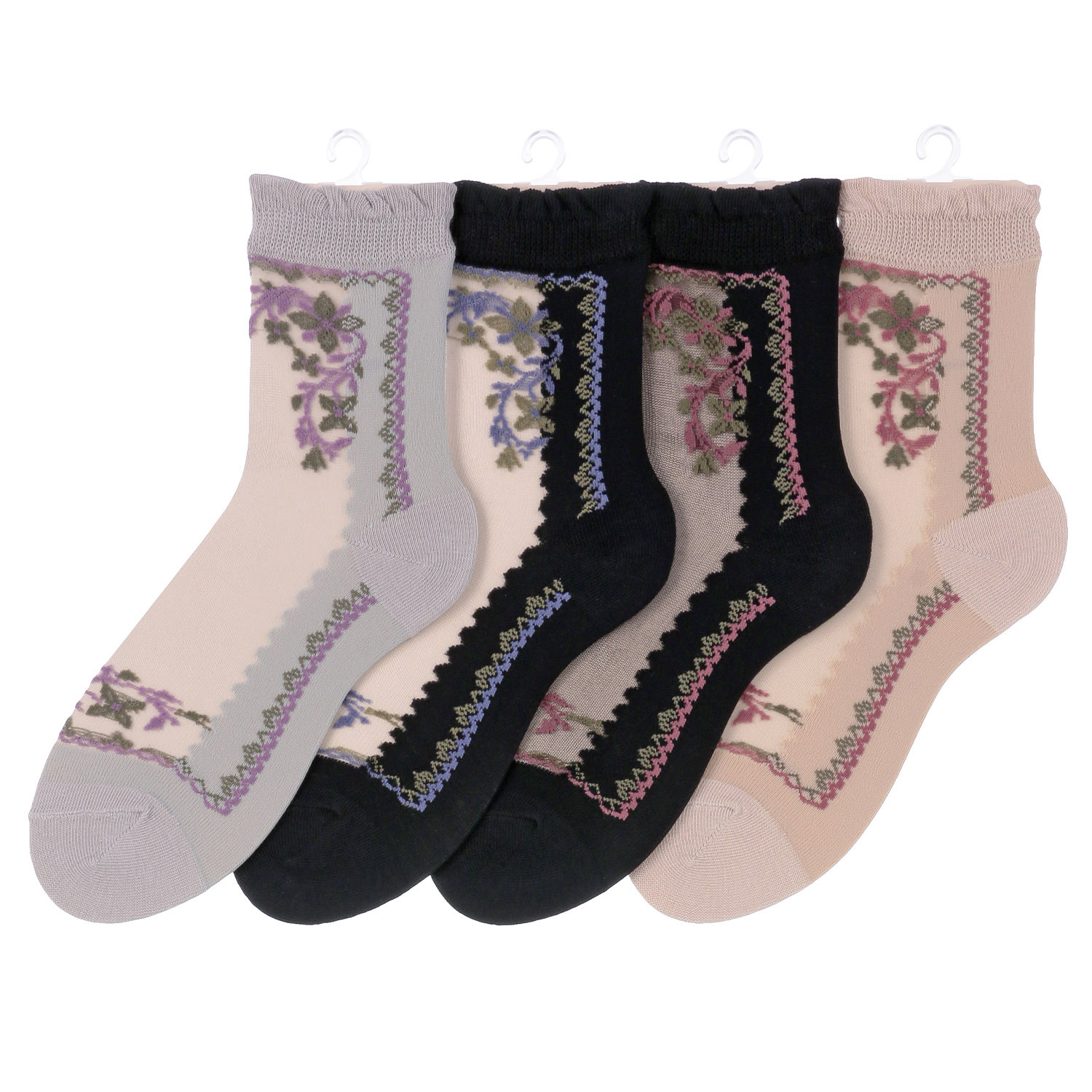 シースルーソックス  花と幾何