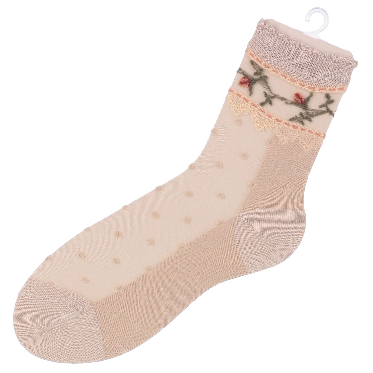 シースルーソックス 花レース水玉 - 画像6