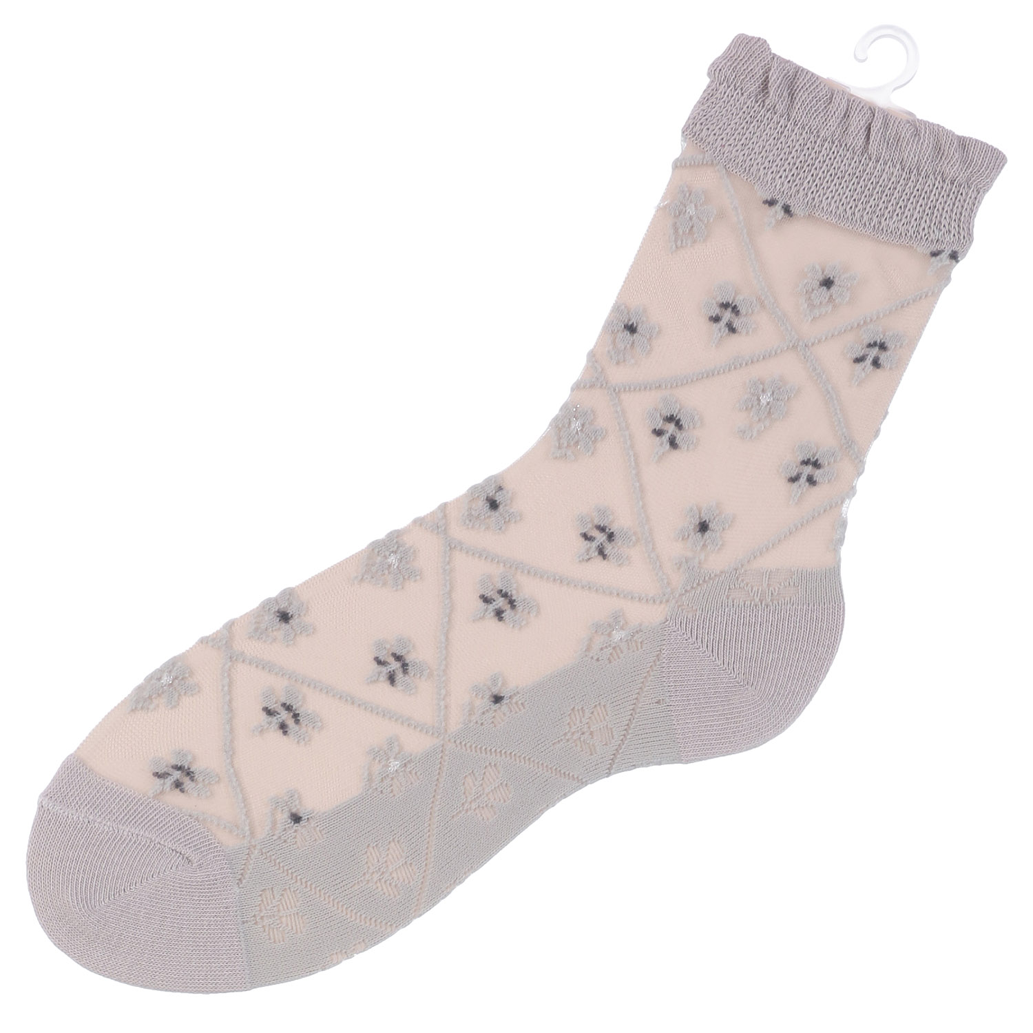 シースルーソックス 花ダイヤ柄 - 画像3