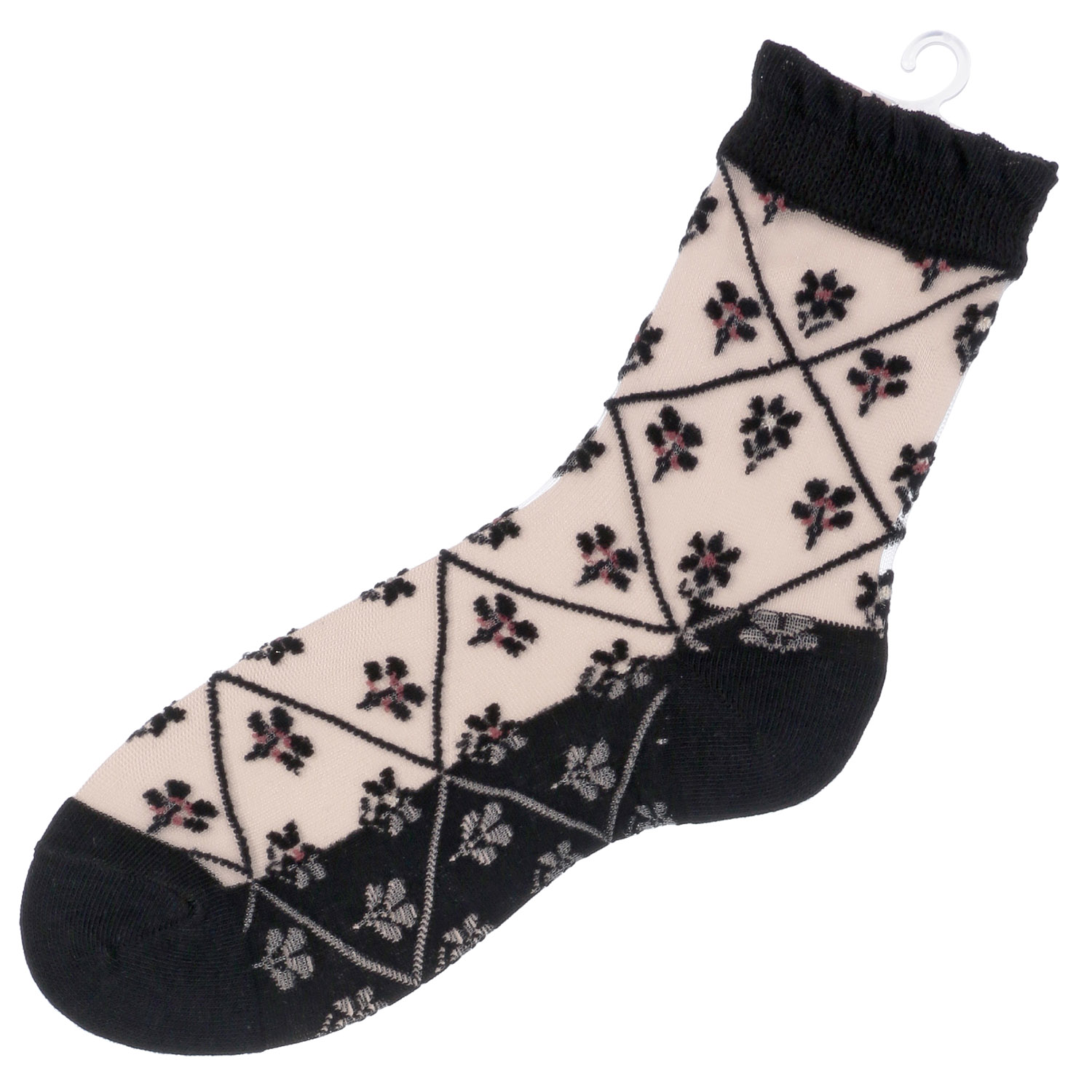 シースルーソックス 花ダイヤ柄 - 画像3