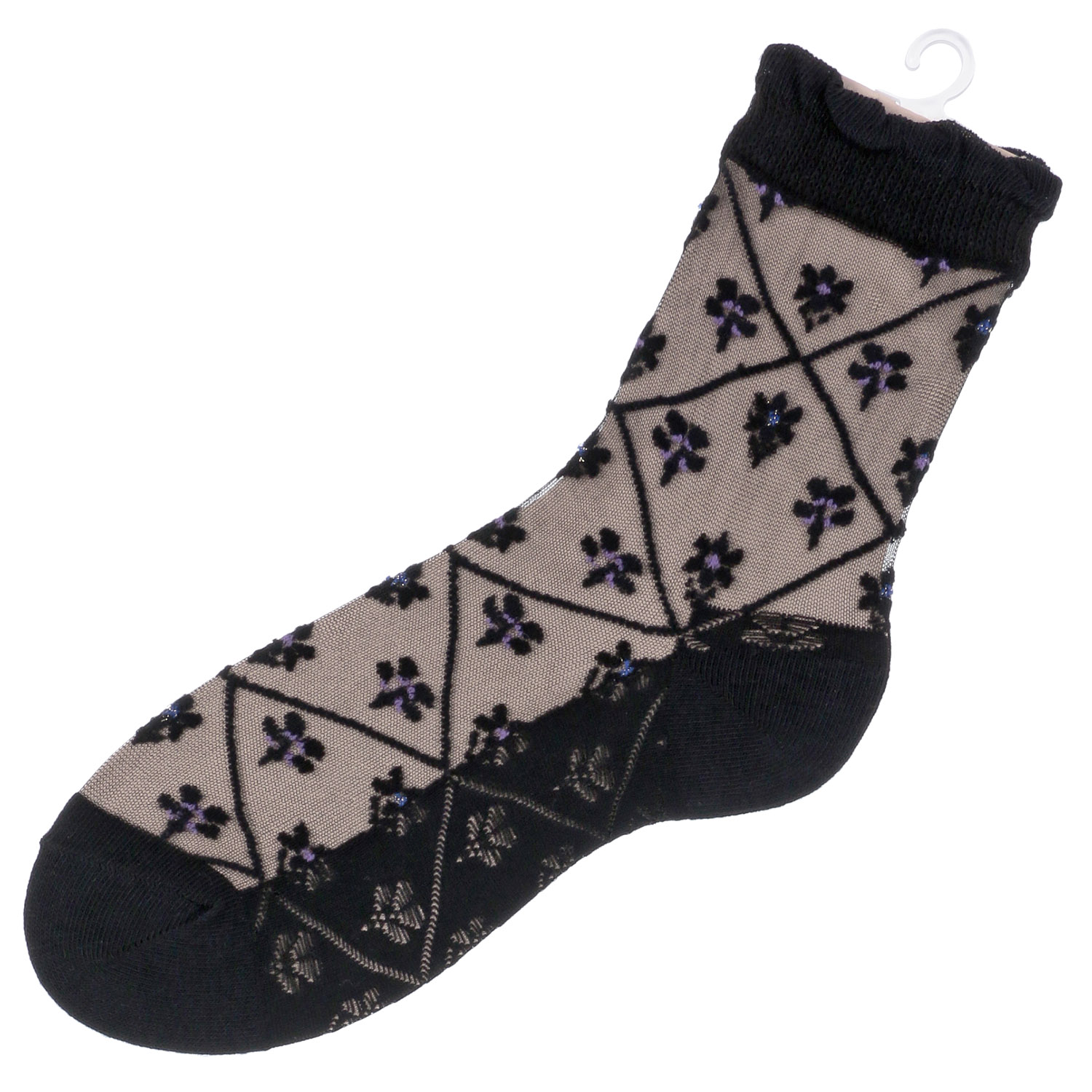 シースルーソックス 花ダイヤ柄 - 画像5