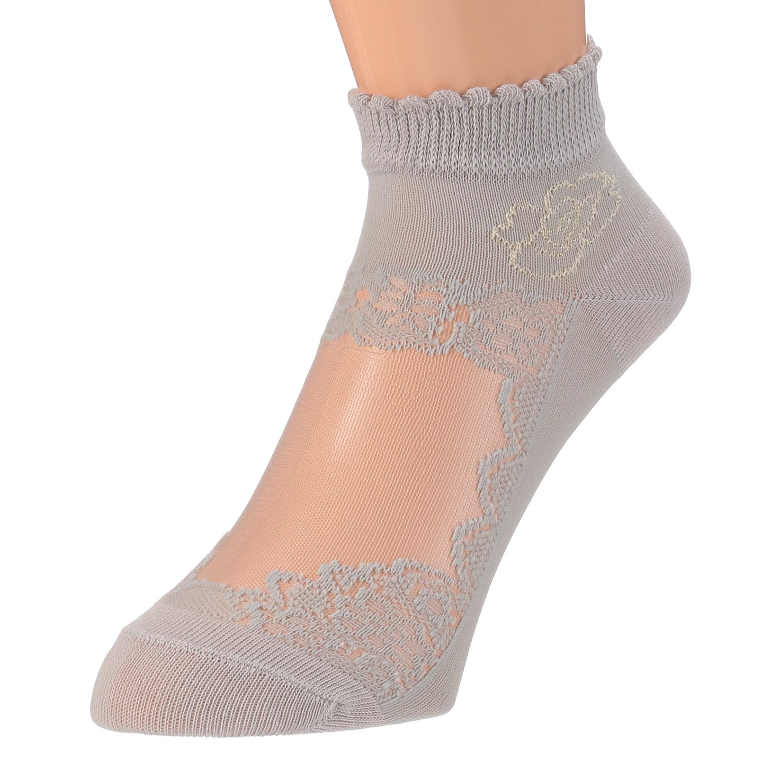 シースルーソックス ショート丈 薔薇レース - 画像3