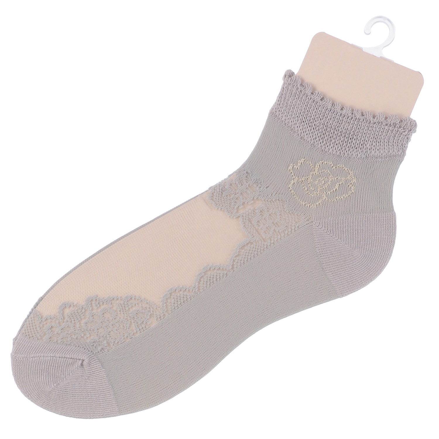 シースルーソックス ショート丈 薔薇レース - 画像3