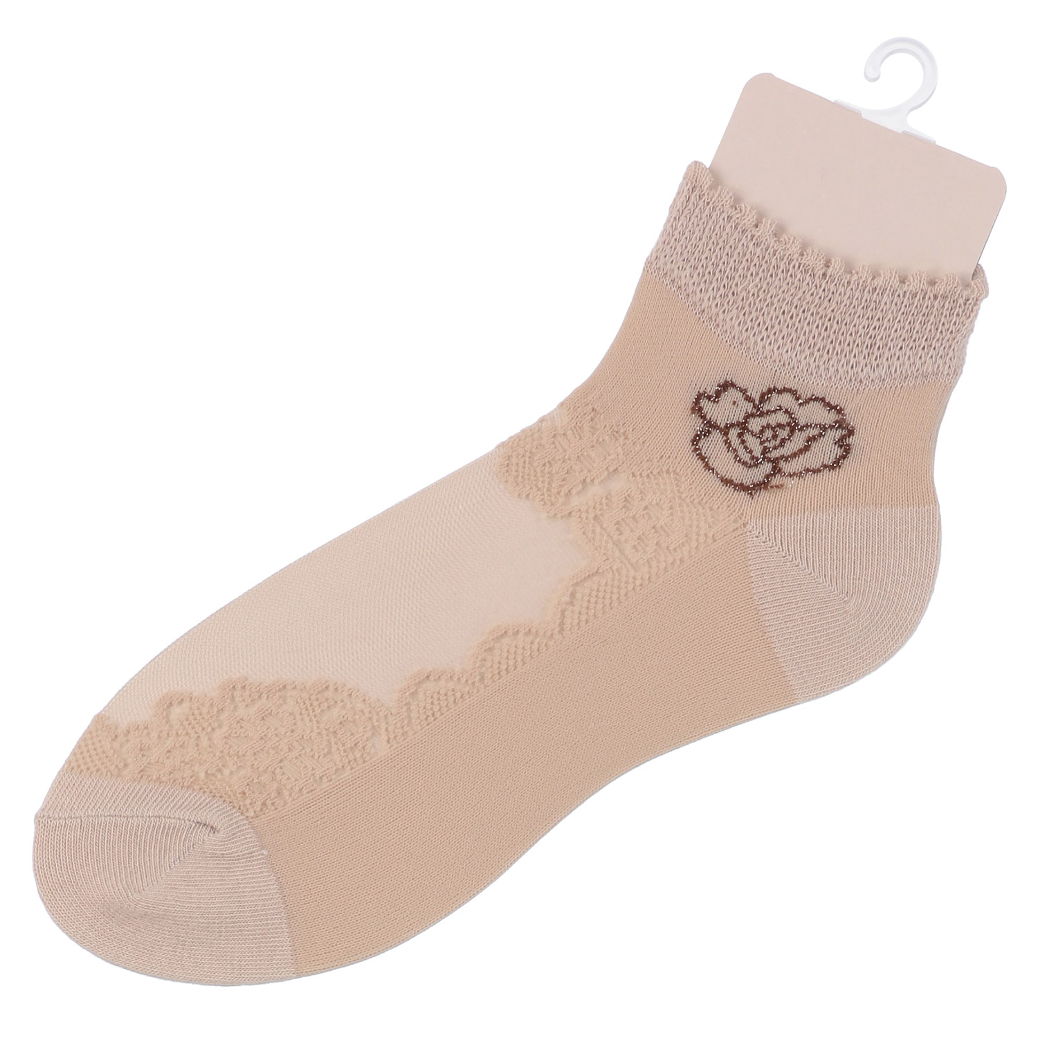 シースルーソックス ショート丈 薔薇レース - 画像6