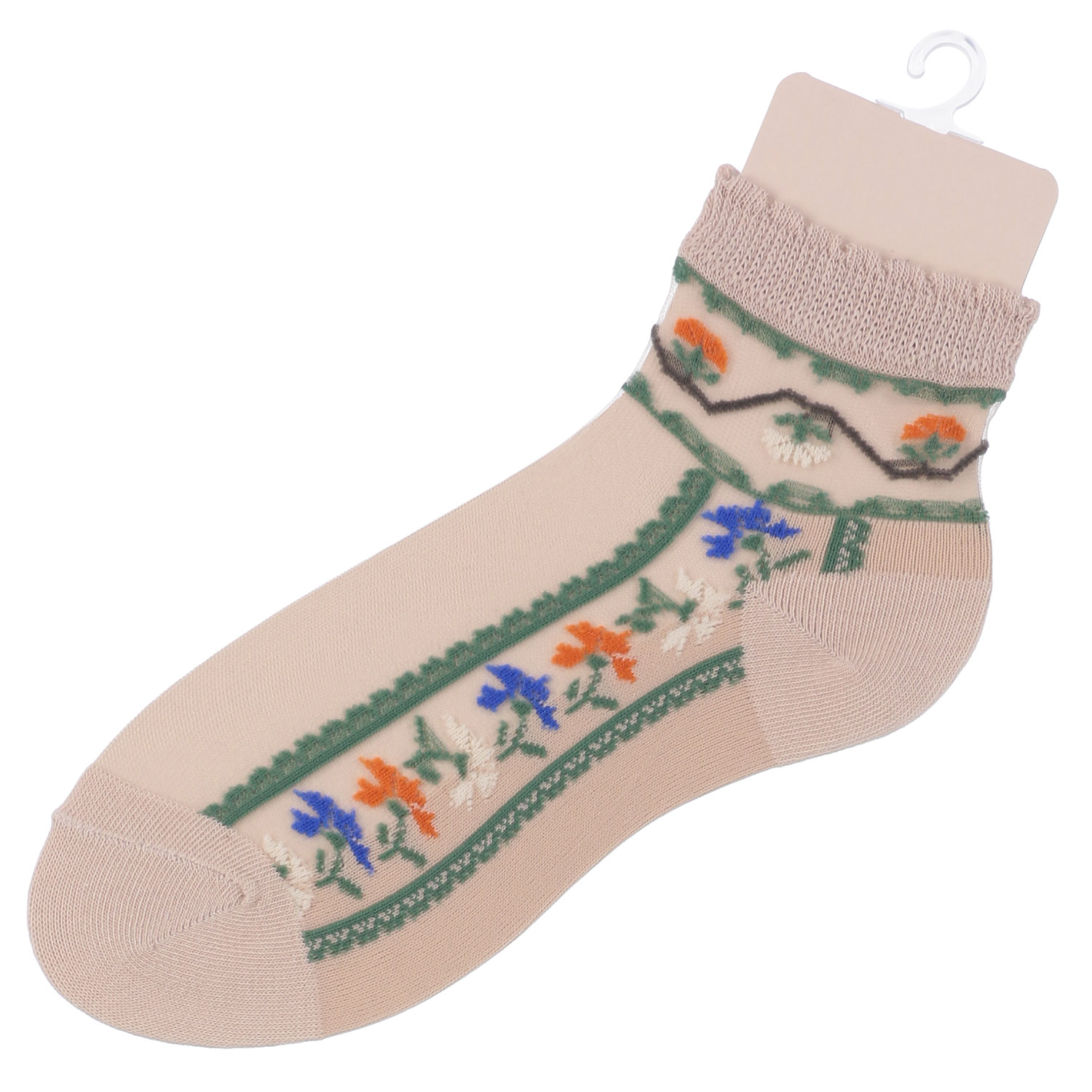 シースルーソックス ショート丈 カラフル花柄 - 画像6