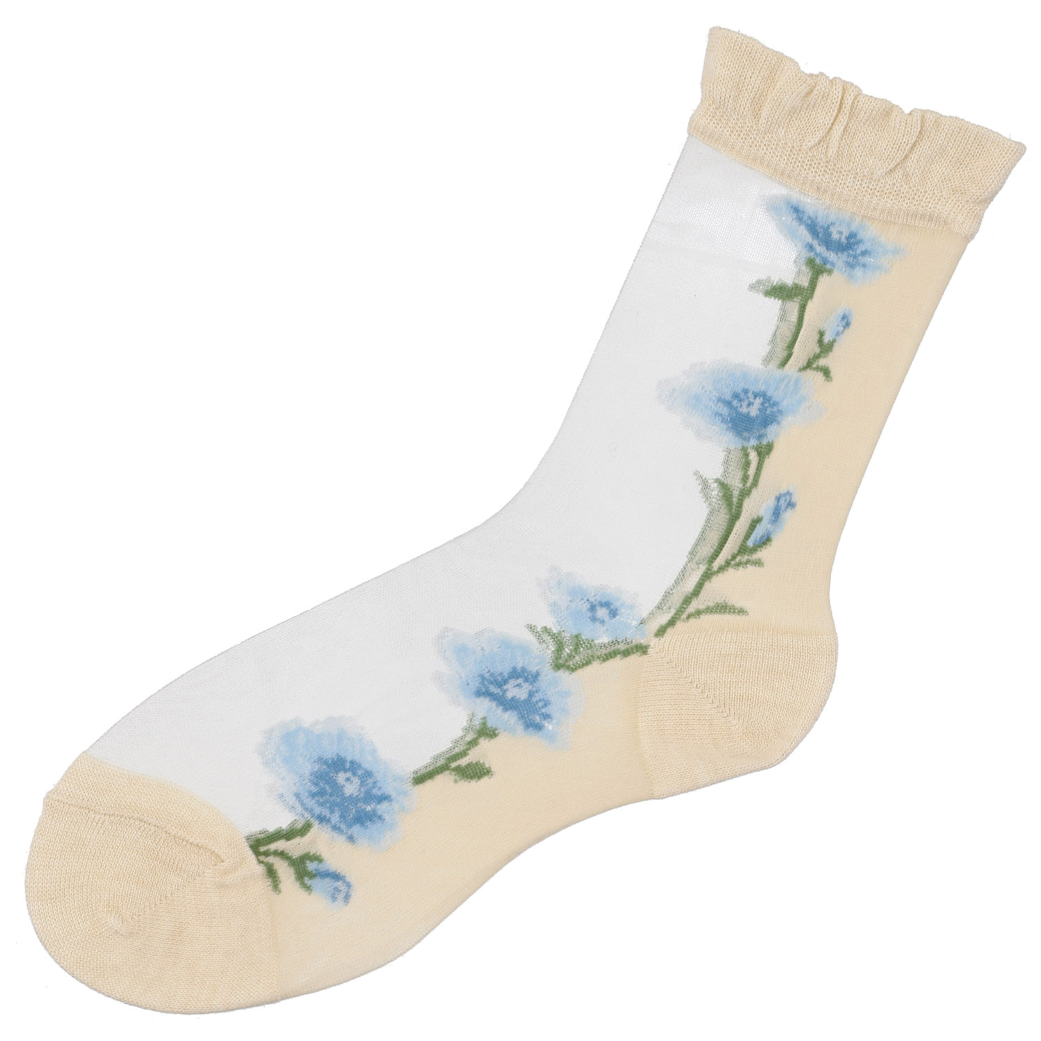 シースルーソックス 丈長  花柄（タチアオイ） - 画像4