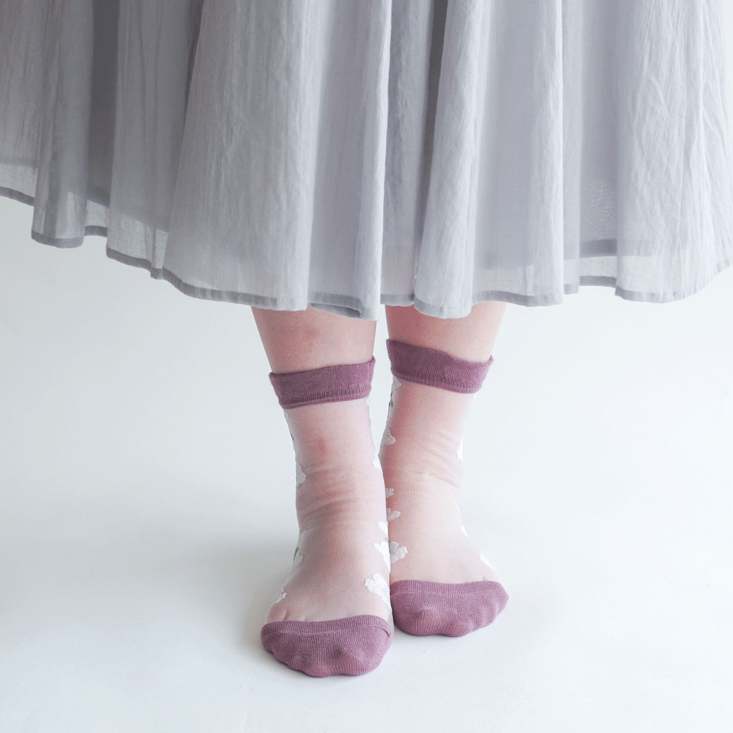 シースルーソックス 丈長  花柄（タチアオイ） - 画像8