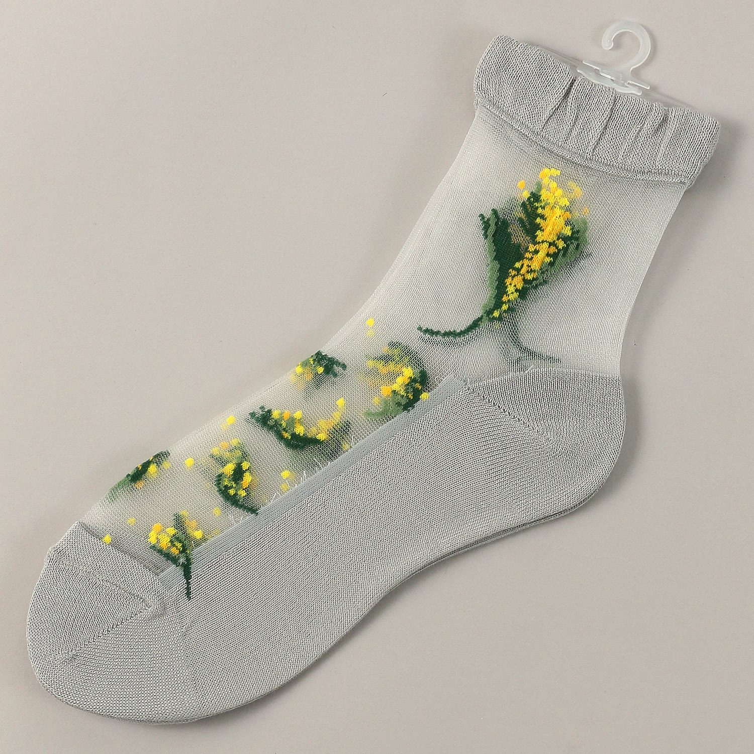 【26SS先行予約】 シースルーソックス クルー丈 ミモザ柄 - 画像2