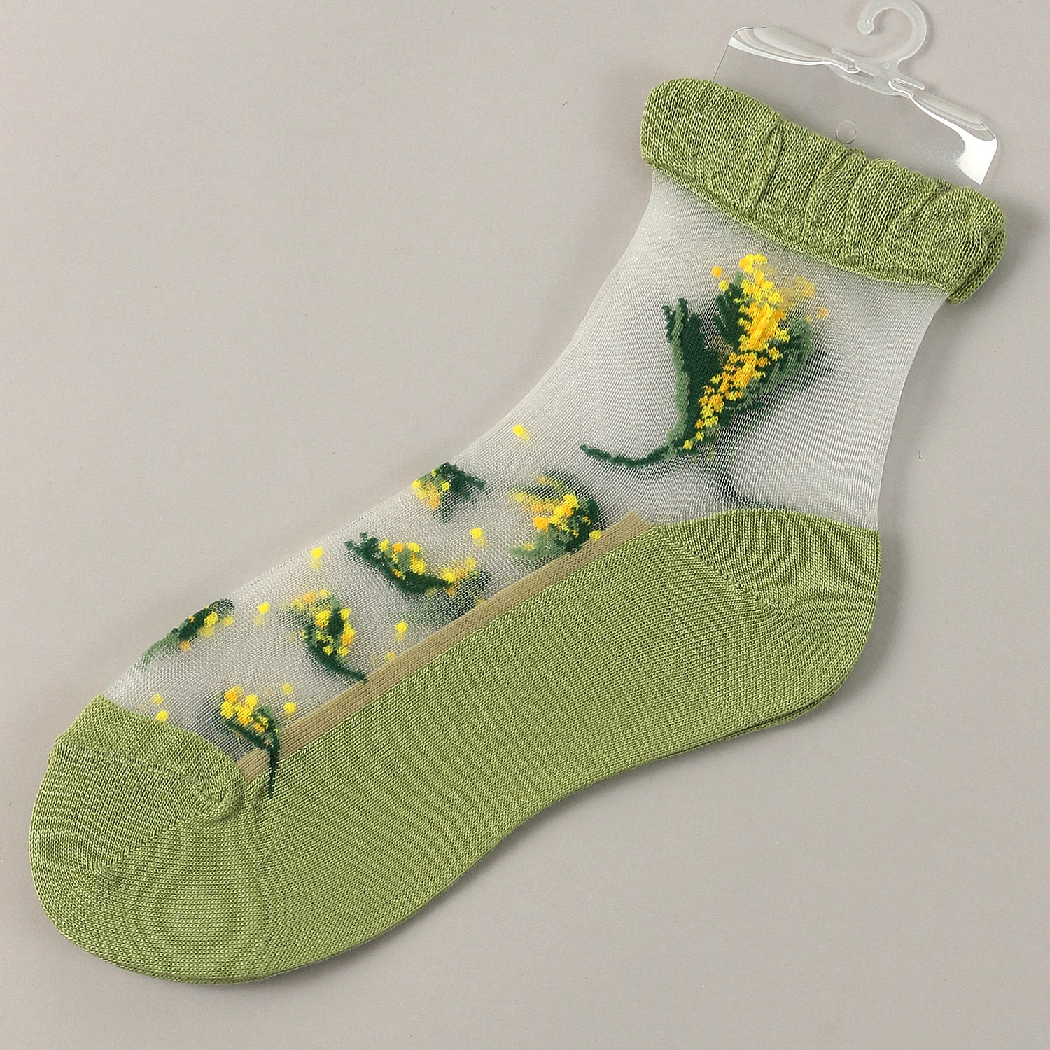 【26SS先行予約】 シースルーソックス クルー丈 ミモザ柄 - 画像4