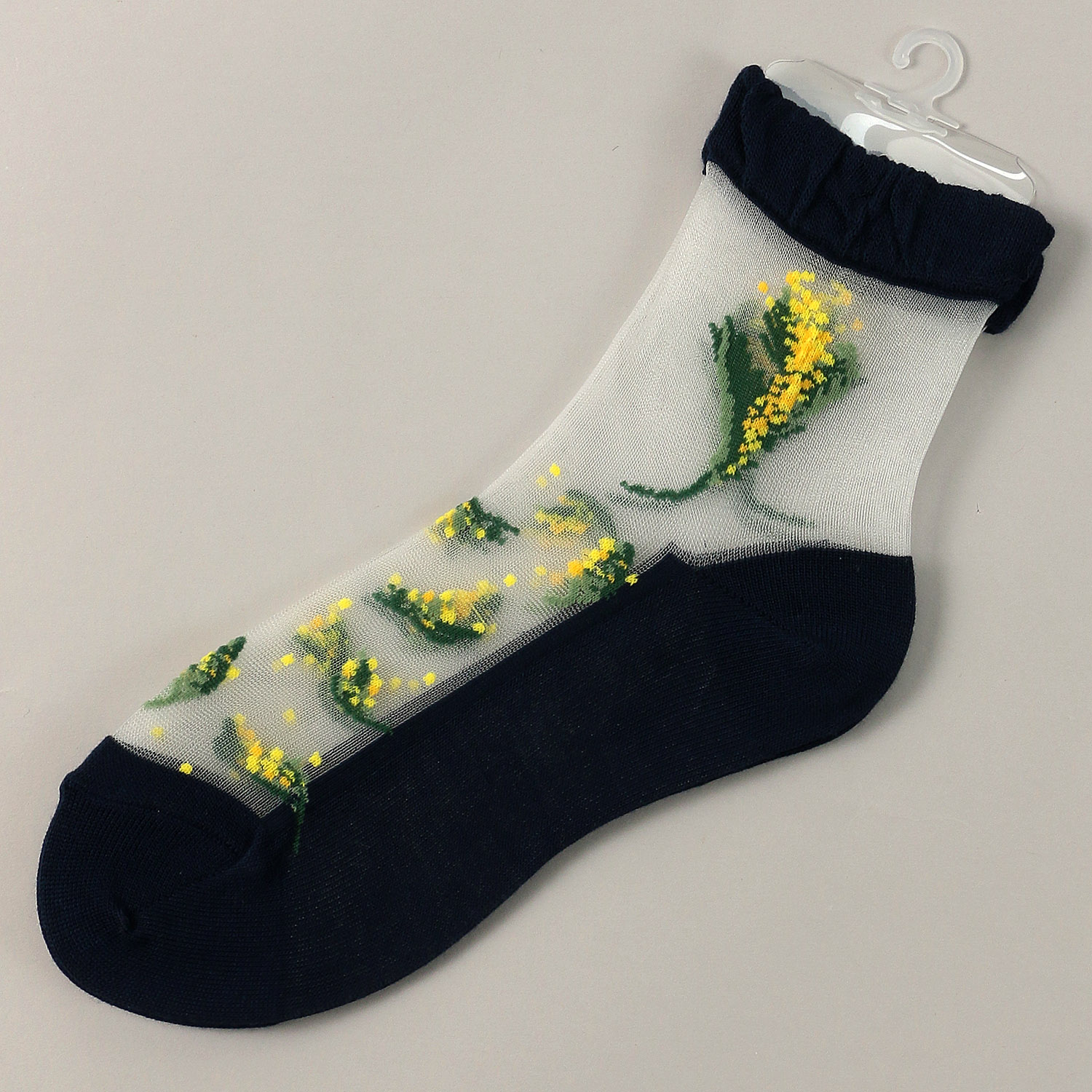 【26SS先行予約】 シースルーソックス クルー丈 ミモザ柄 - 画像6