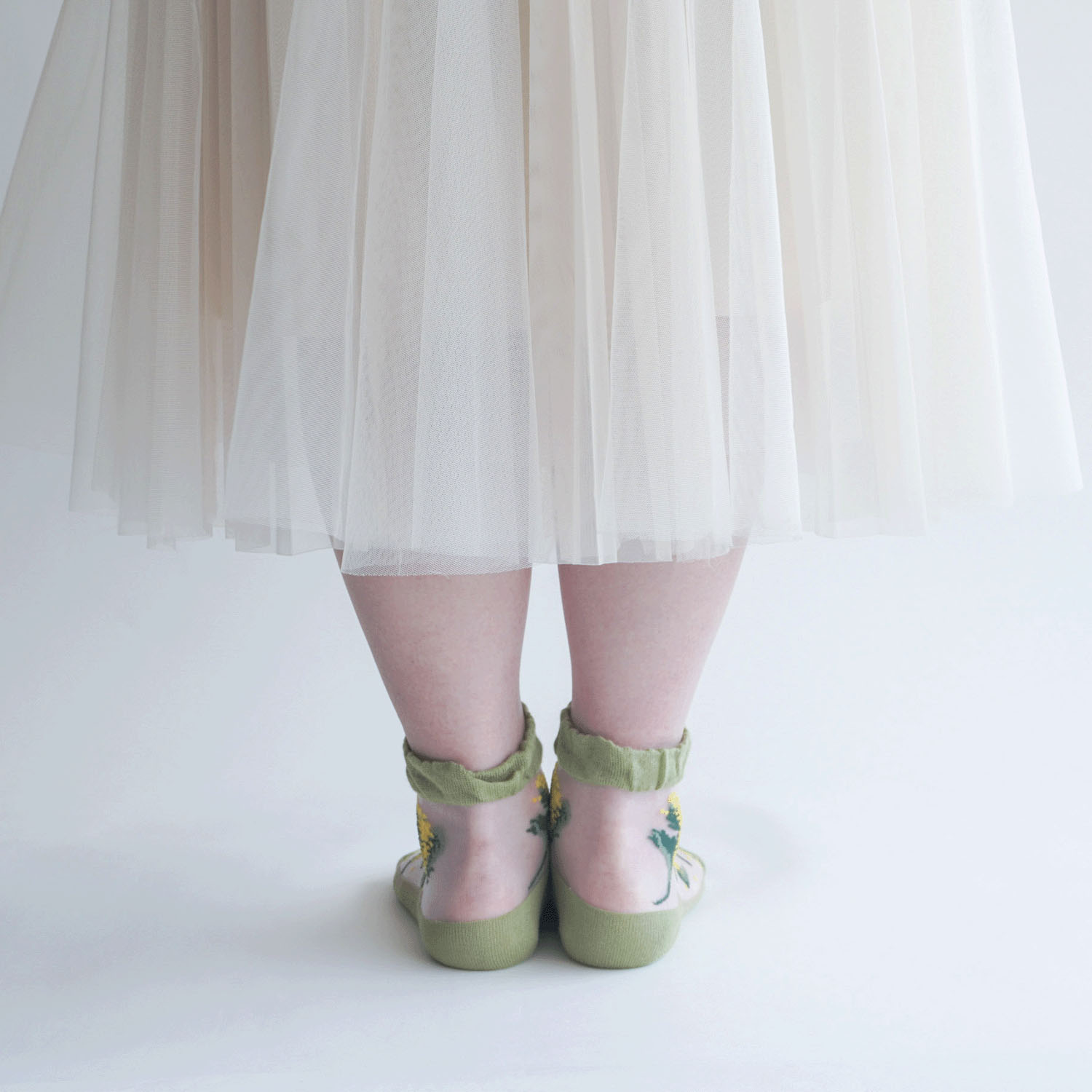 シースルーソックス クルー丈 ミモザ柄 - 画像8