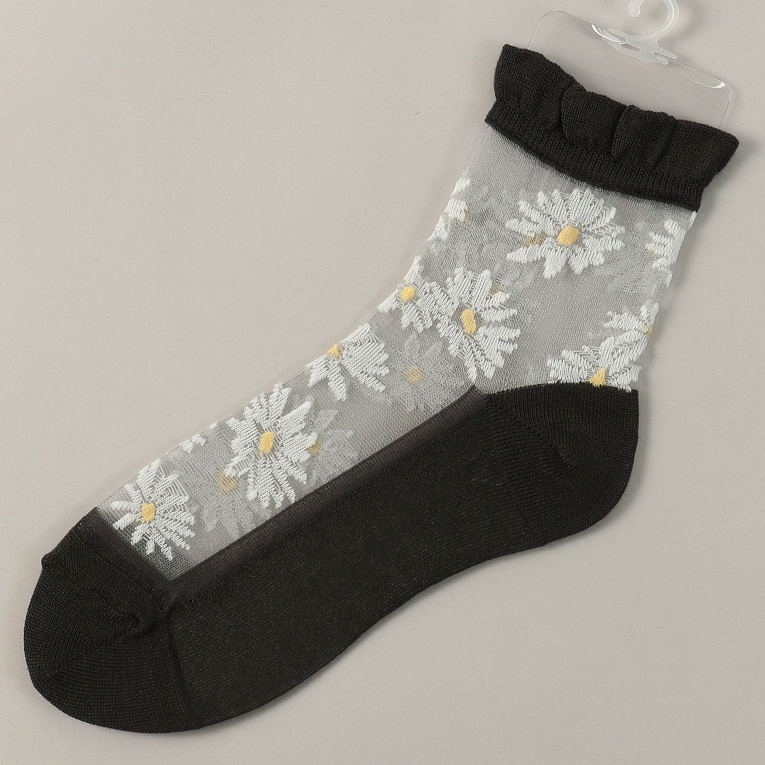 【26SS先行予約】 シースルーソックス クルー丈 マーガレット花束柄 - 画像2