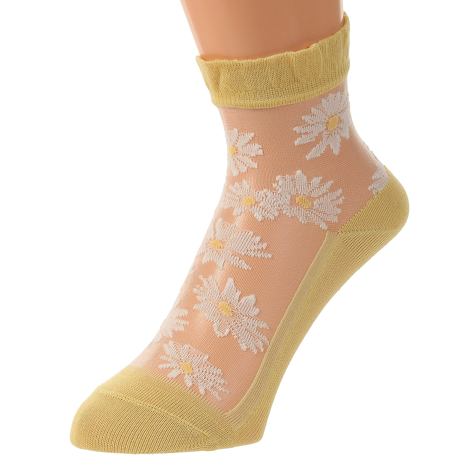 【26SS先行予約】 シースルーソックス クルー丈 マーガレット花束柄 - 画像5