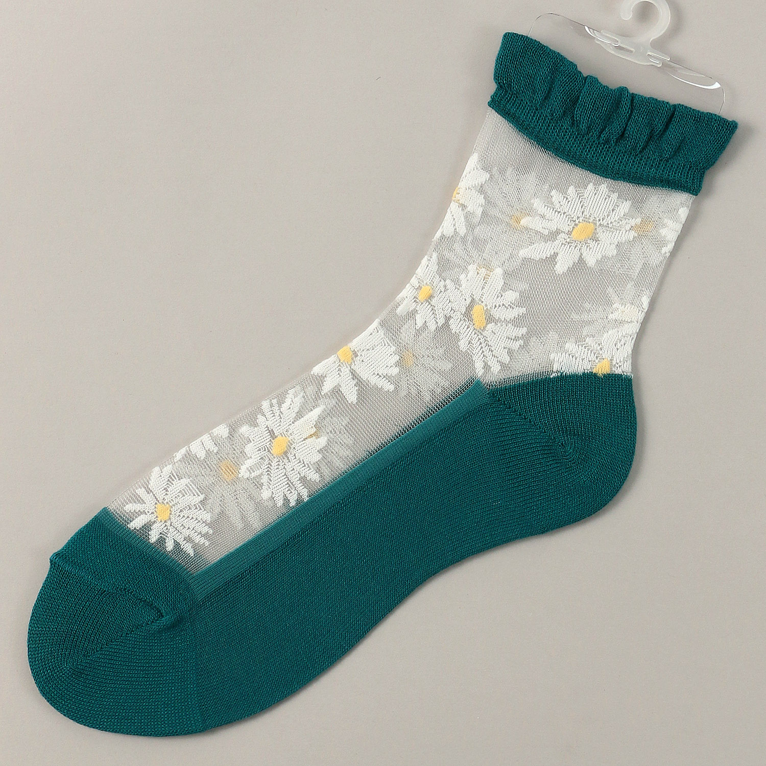 シースルーソックス クルー丈 マーガレット花束柄 - 画像9