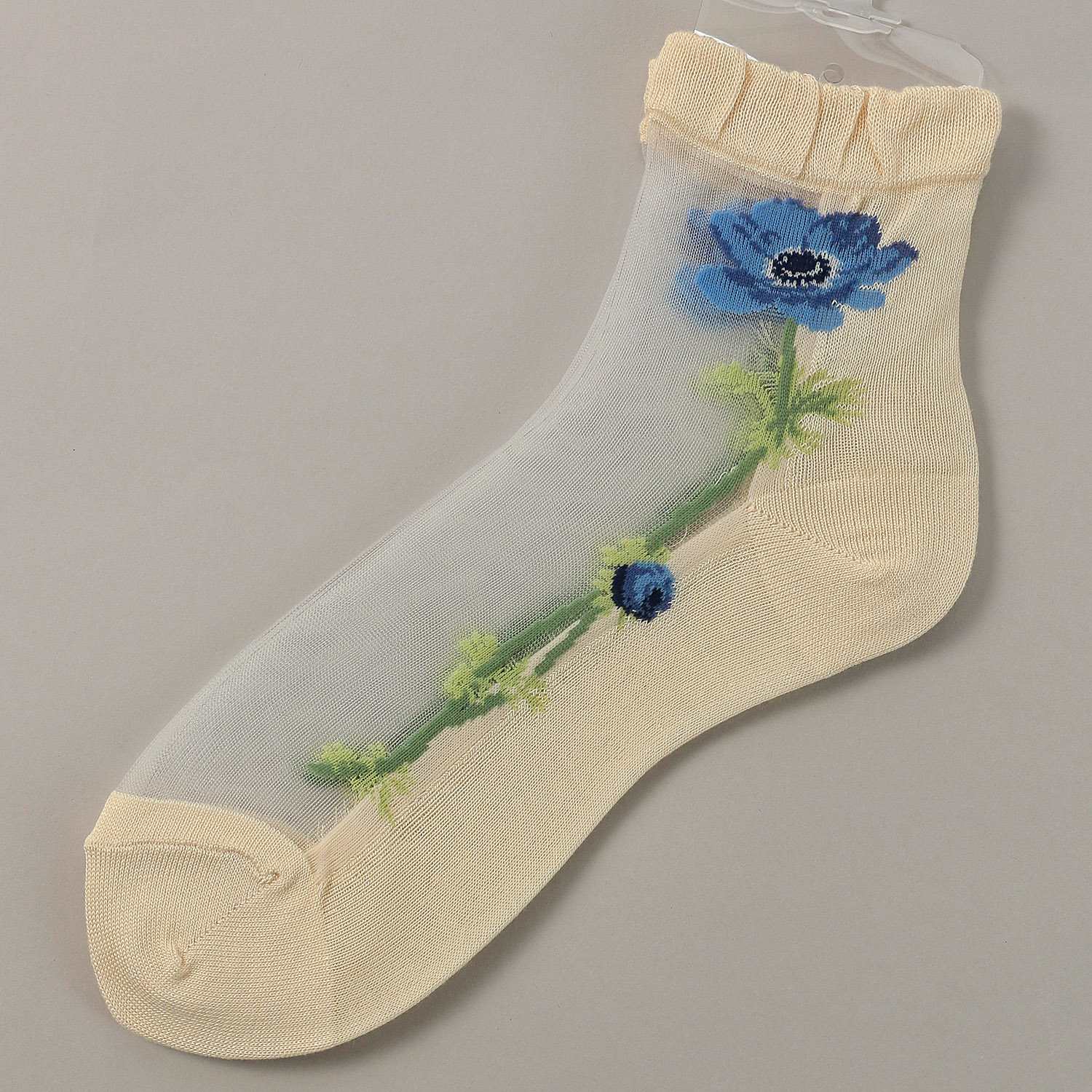 【26SS先行予約】 シースルーソックス クルー丈 大寸（24－26cm） アネモネ柄 靴下 - 画像5
