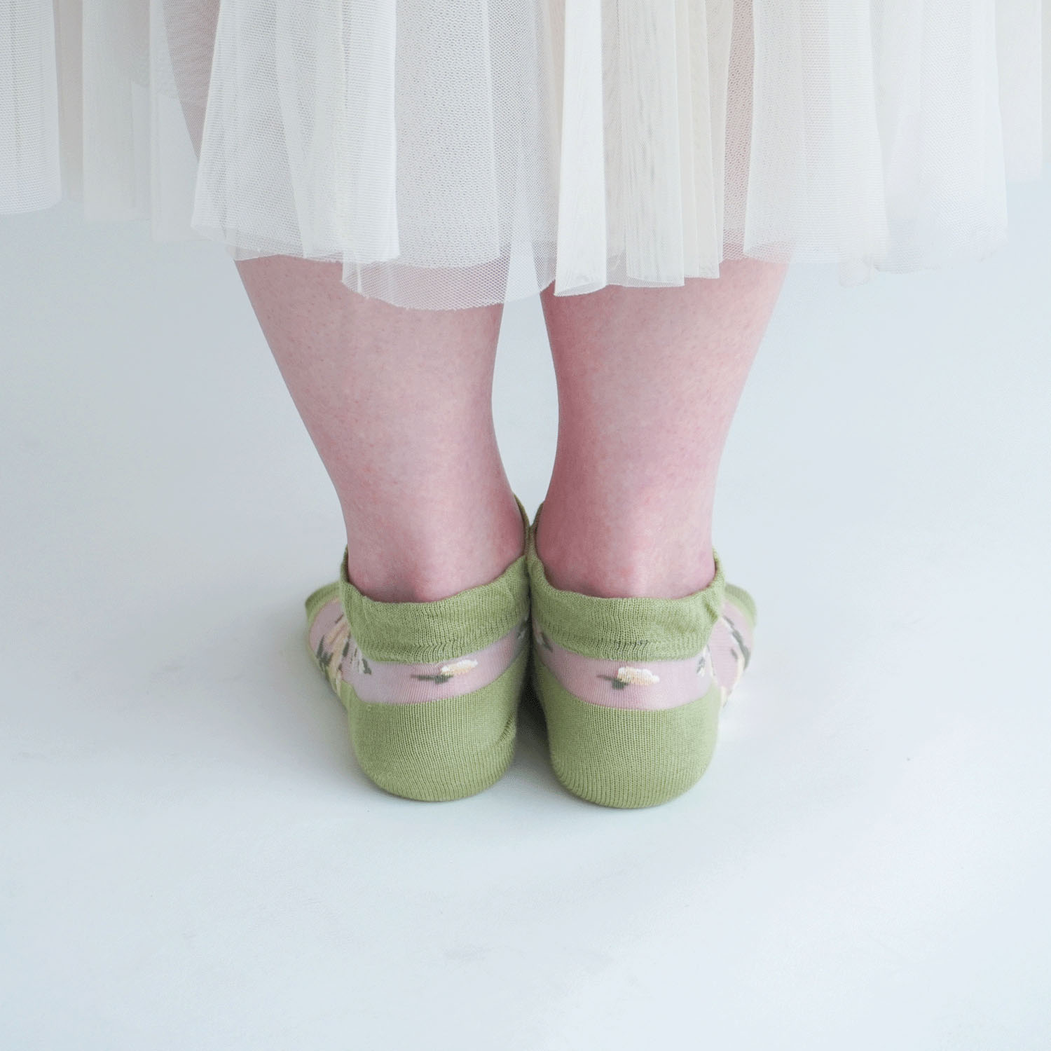 シースルーソックス ショート丈 バラブーケ柄 - 画像13