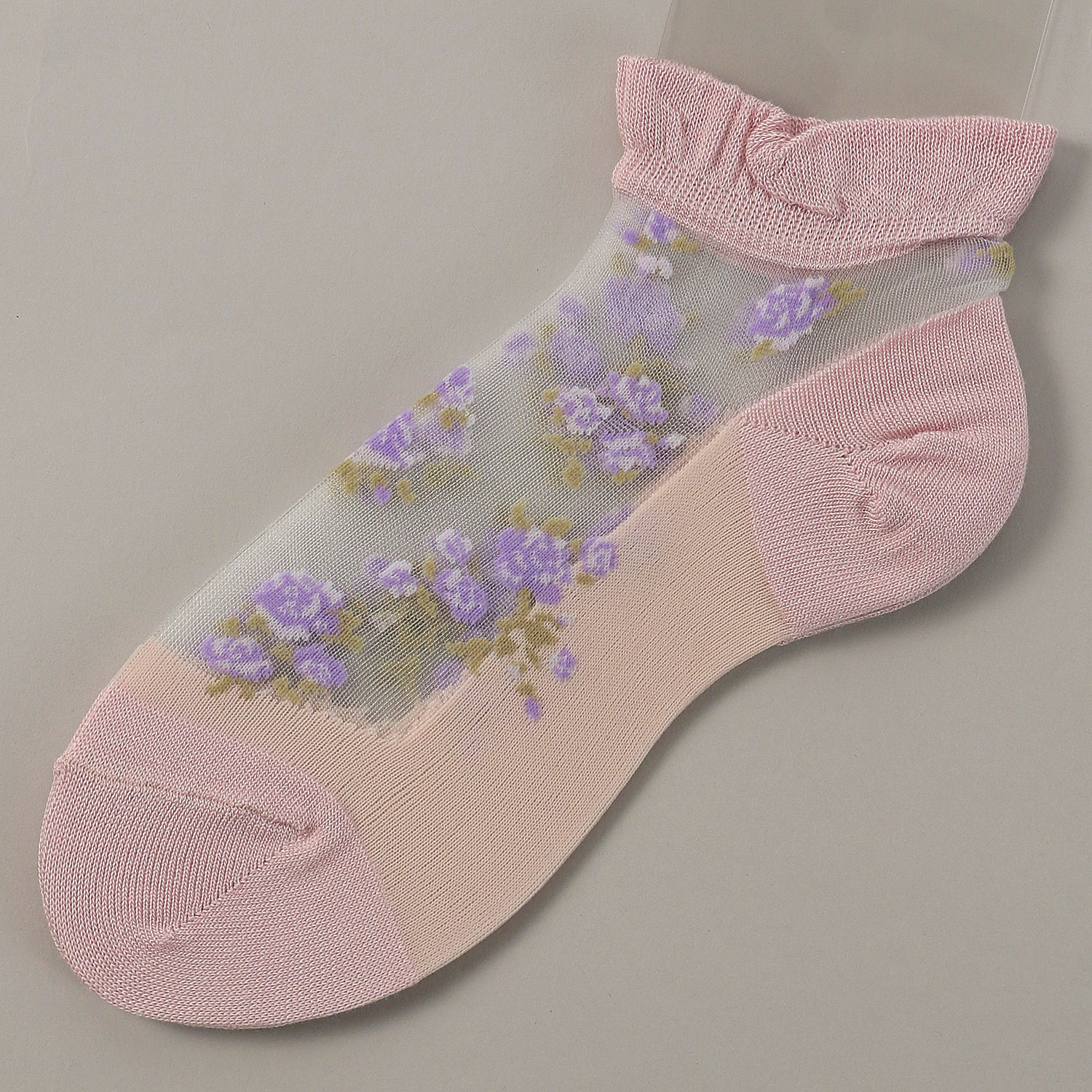 【26SS先行予約】 シースルーソックス ショート丈 バラブーケ柄 - 画像4