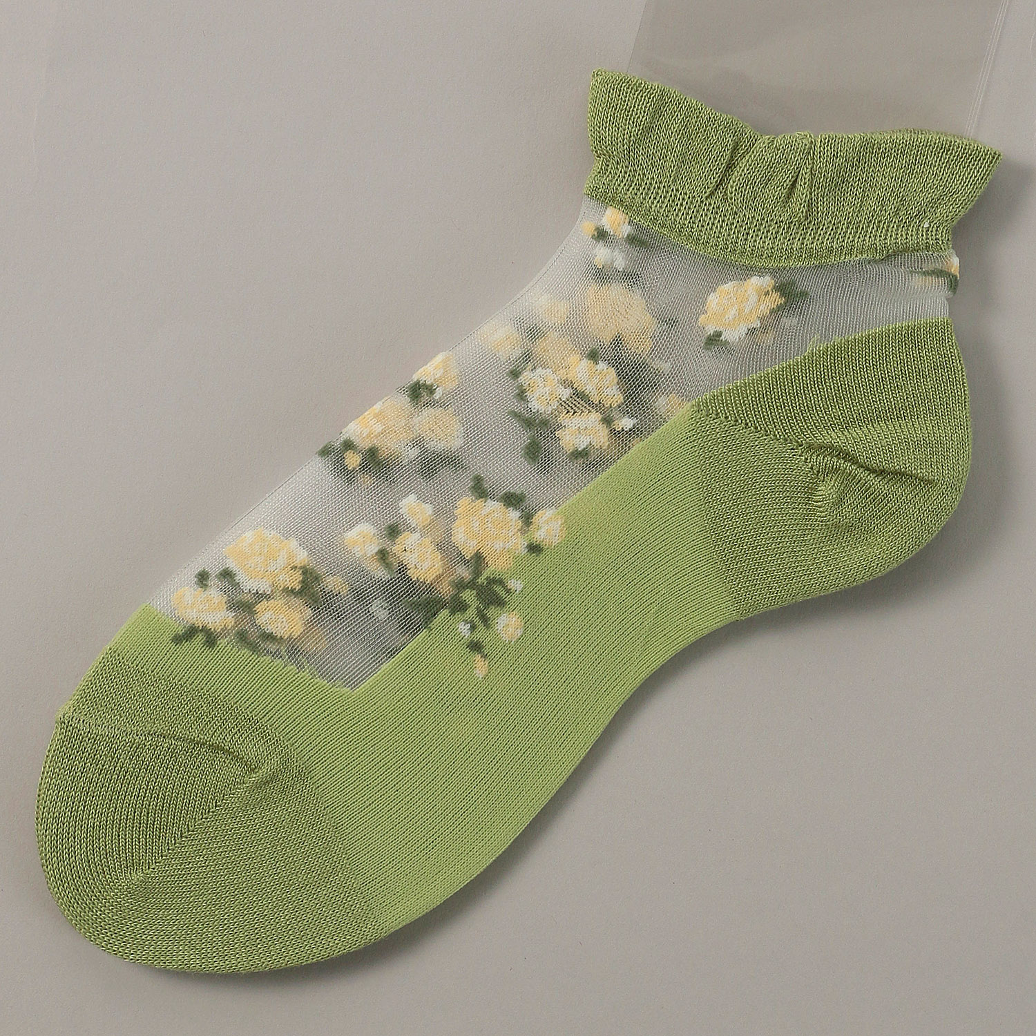 【26SS先行予約】 シースルーソックス ショート丈 バラブーケ柄 - 画像5