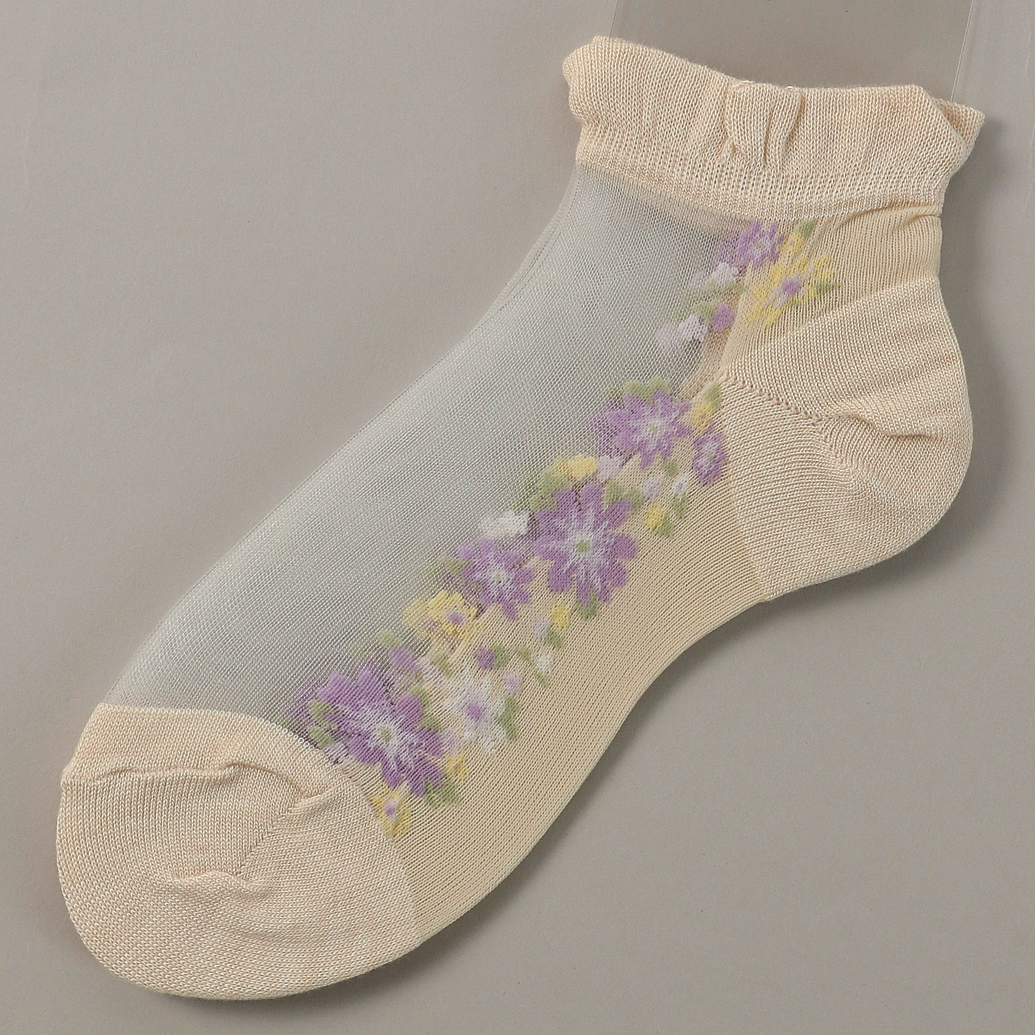 シースルーソックス ショート丈 ライン花柄 - 画像4