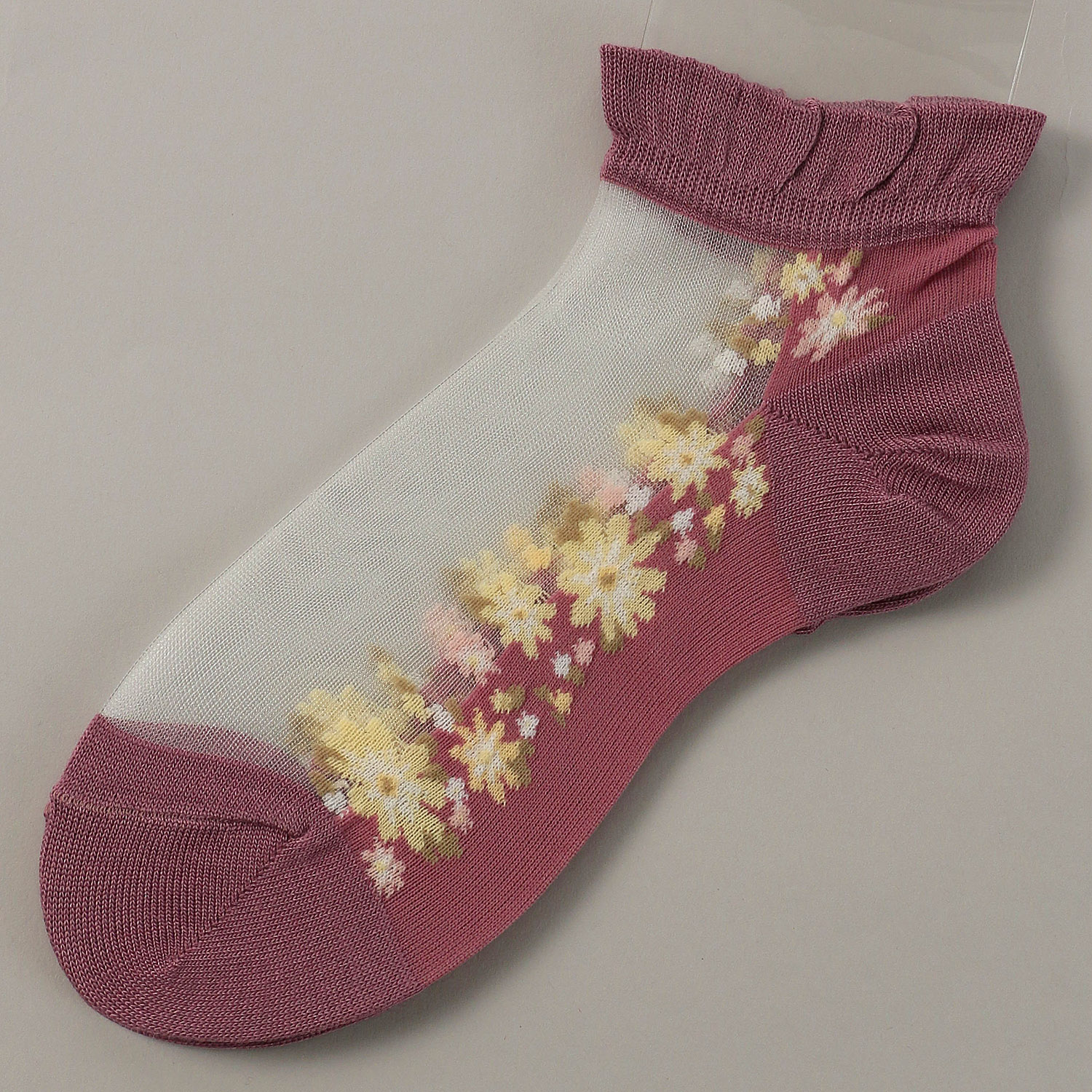 シースルーソックス ショート丈 ライン花柄 - 画像5