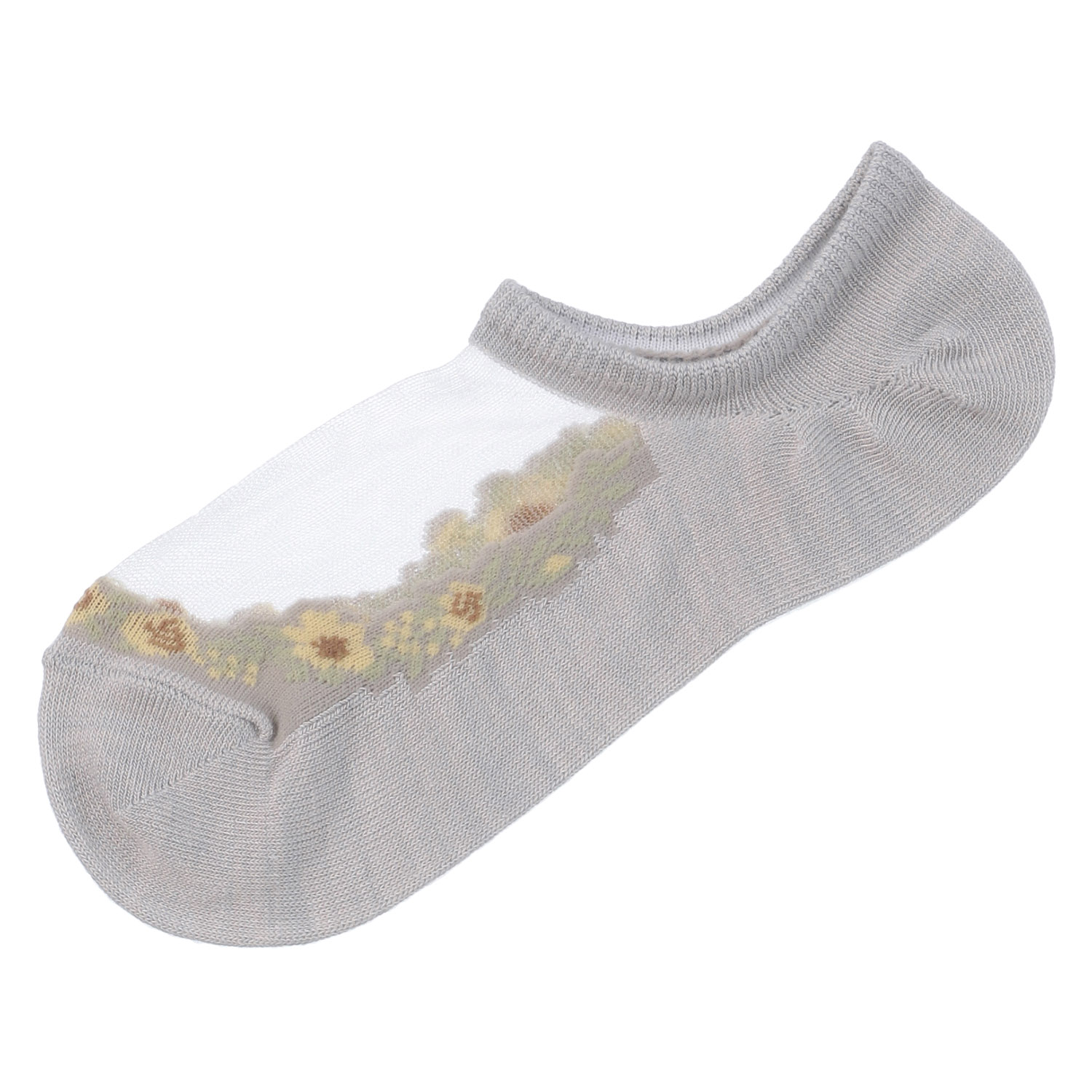 【先行予約】シースルーソックス  カバーソックス  花草柄 - 画像2