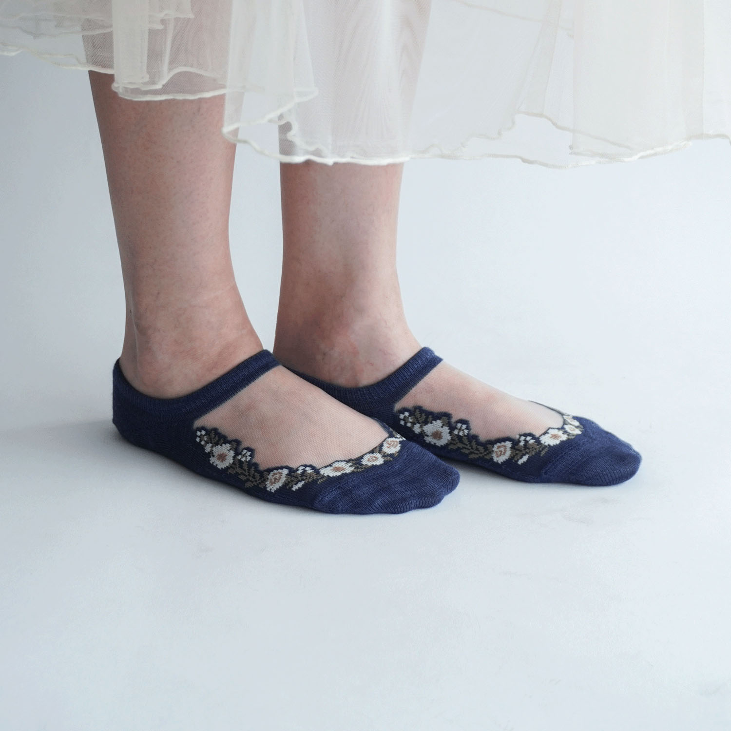 シースルーソックス  カバーソックス  花草柄 - 画像12