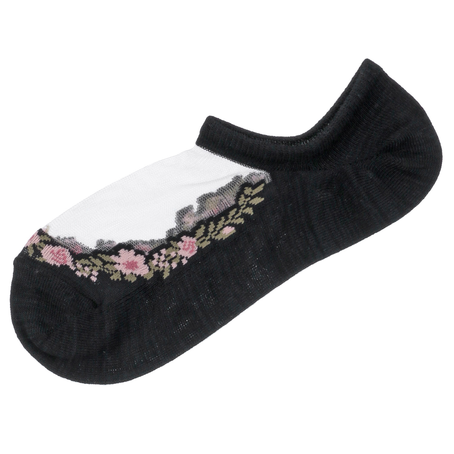 【先行予約】シースルーソックス  カバーソックス  花草柄 - 画像5