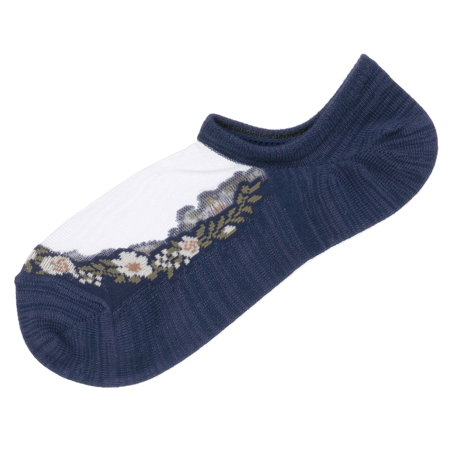 シースルーソックス  カバーソックス  花草柄 - 画像10