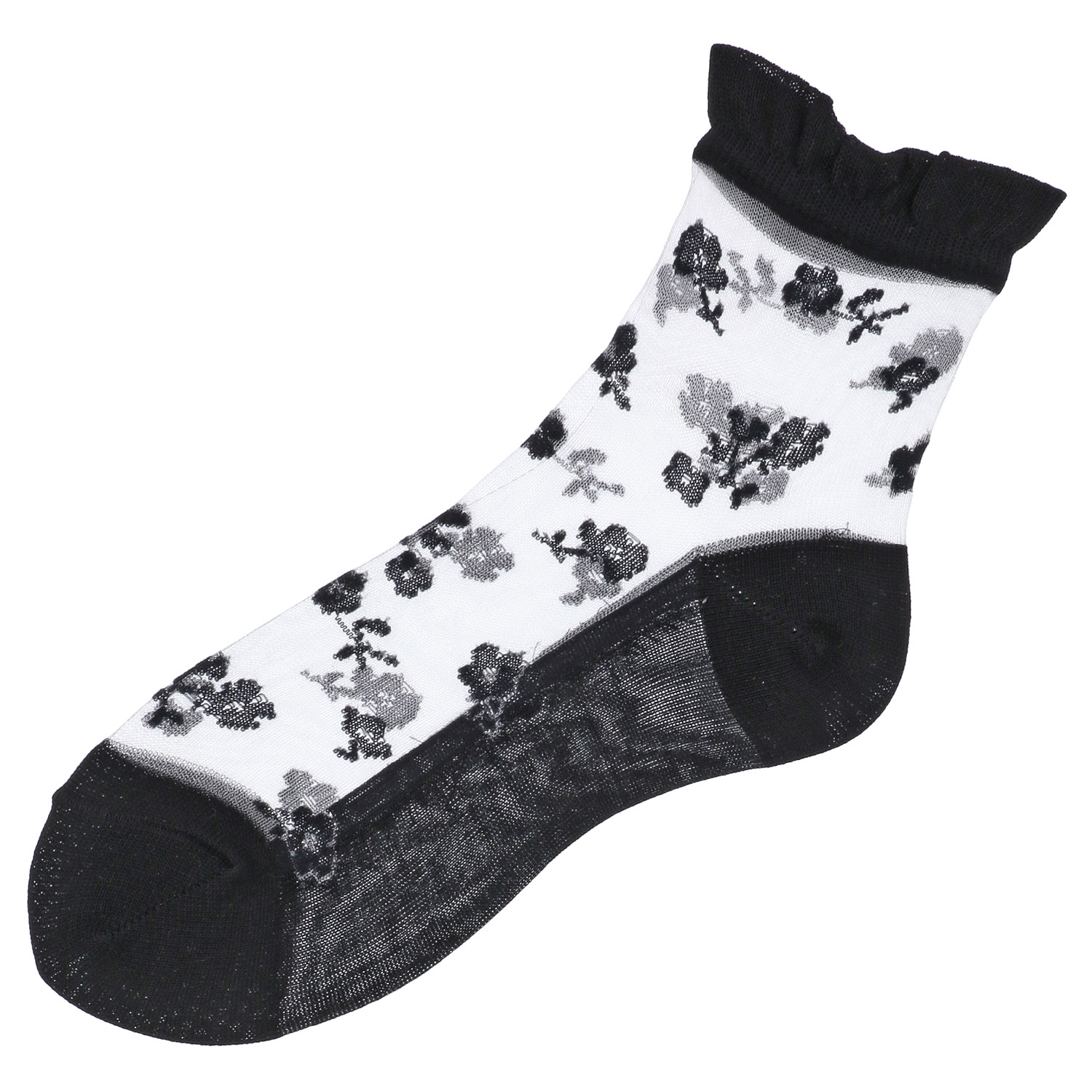 【26SS先行予約】 シースルーソックス クルー丈 モノトーン花柄 - 画像3