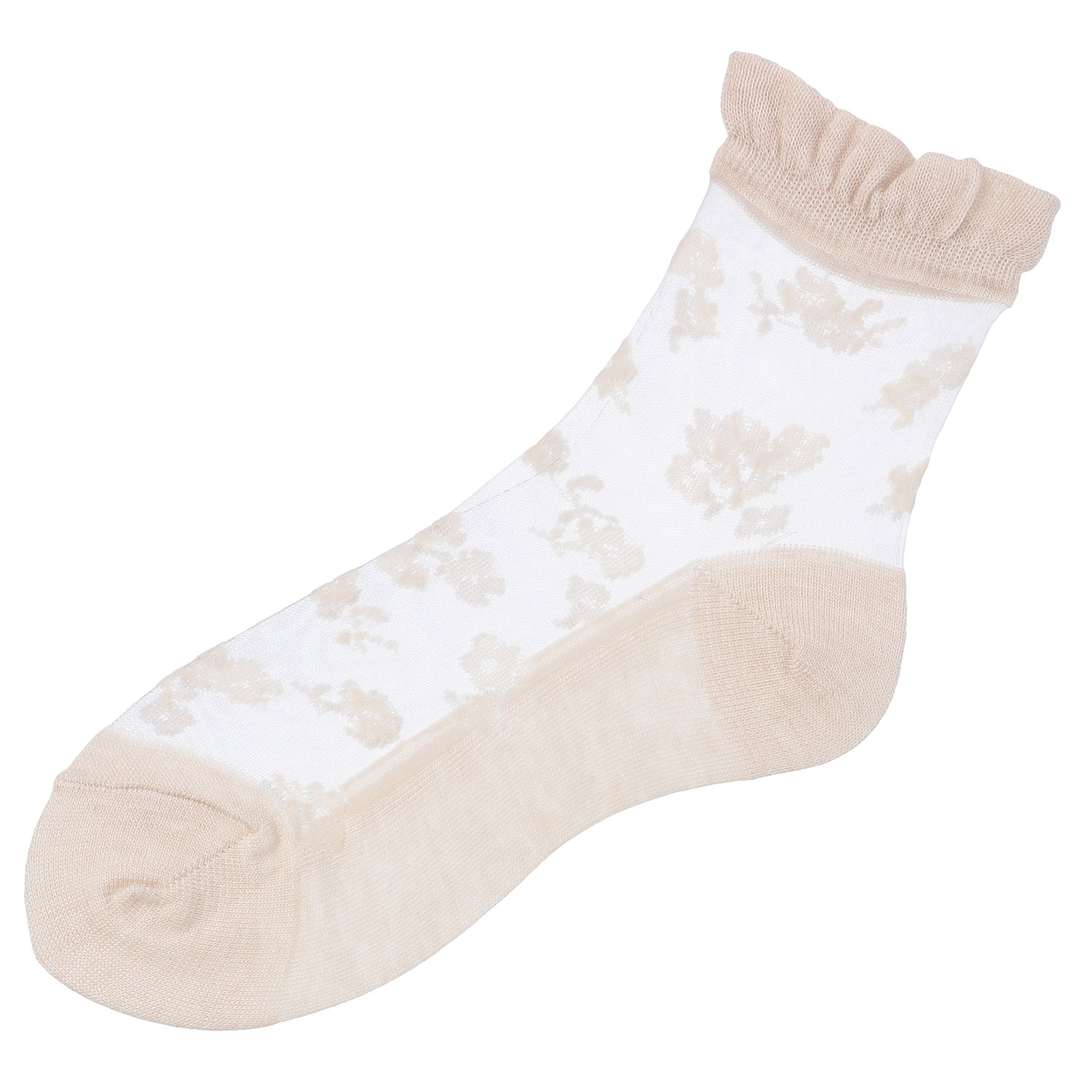 【26SS先行予約】 シースルーソックス クルー丈 モノトーン花柄 - 画像4