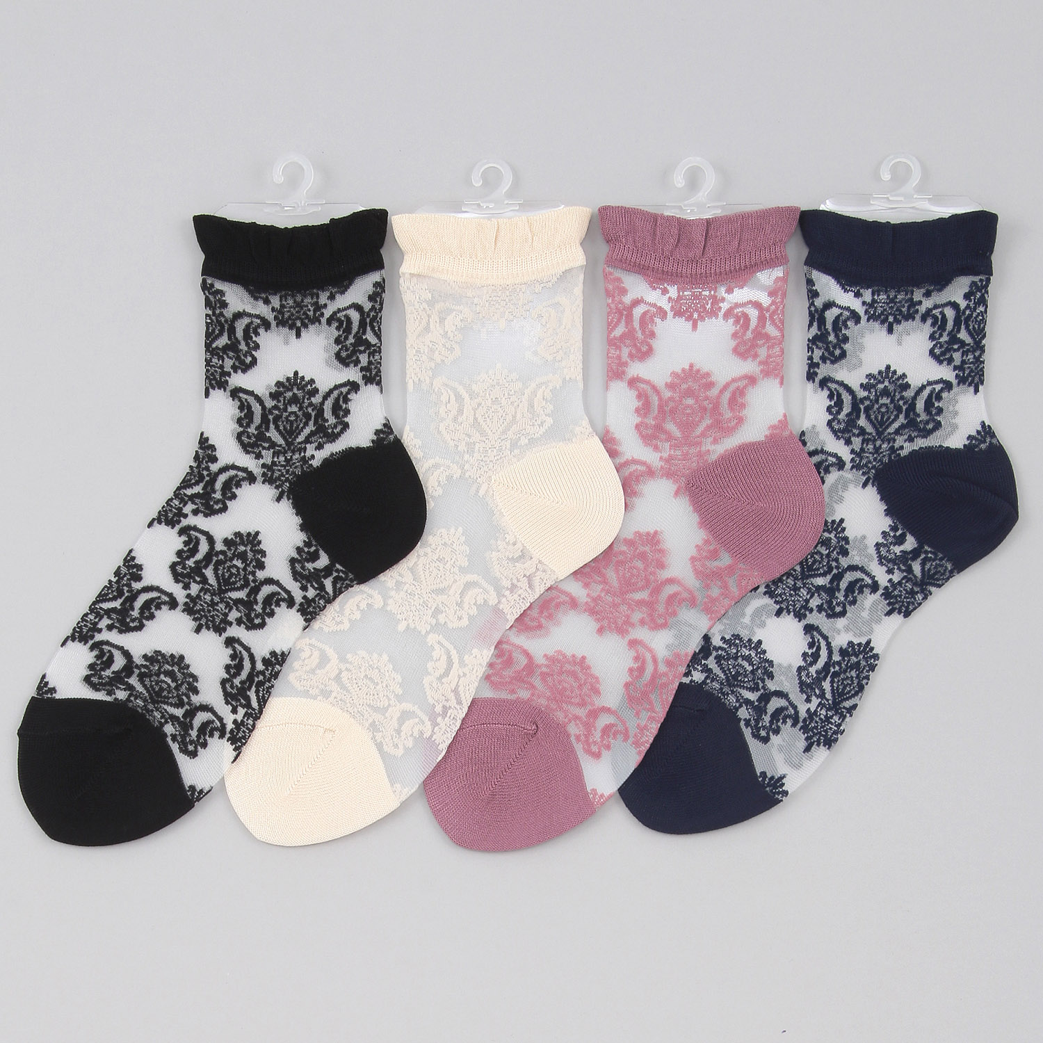 25SS新作 シースルーソックス ダマスク柄【在庫限り】