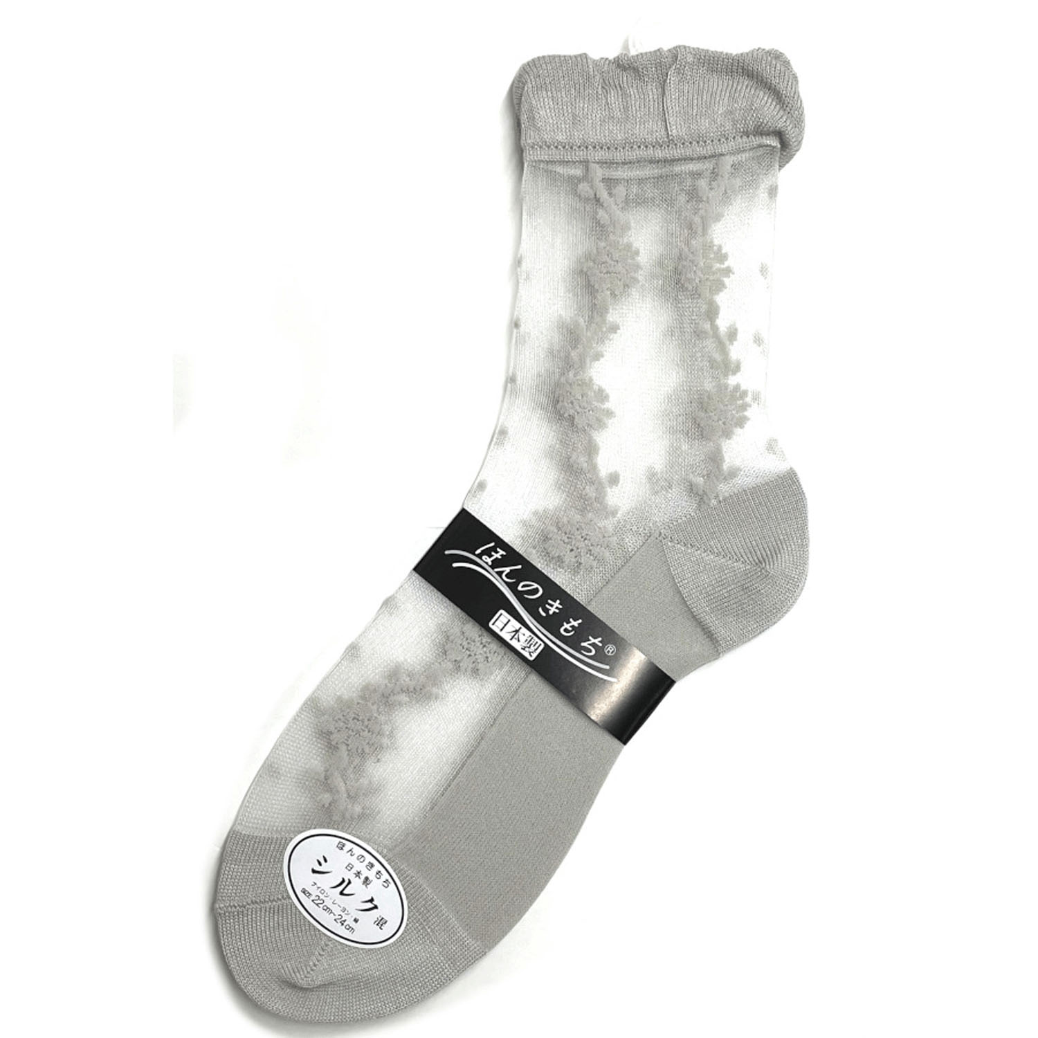 ミドルゲージシースルーソックス エレガント花 - 画像2