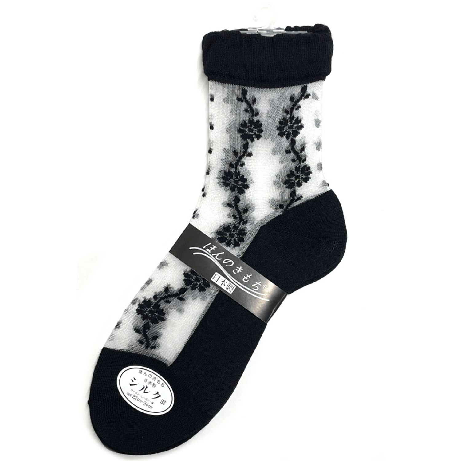 ミドルゲージシースルーソックス エレガント花 - 画像3