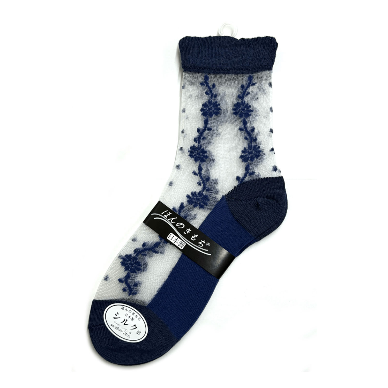 ミドルゲージシースルーソックス エレガント花 - 画像6