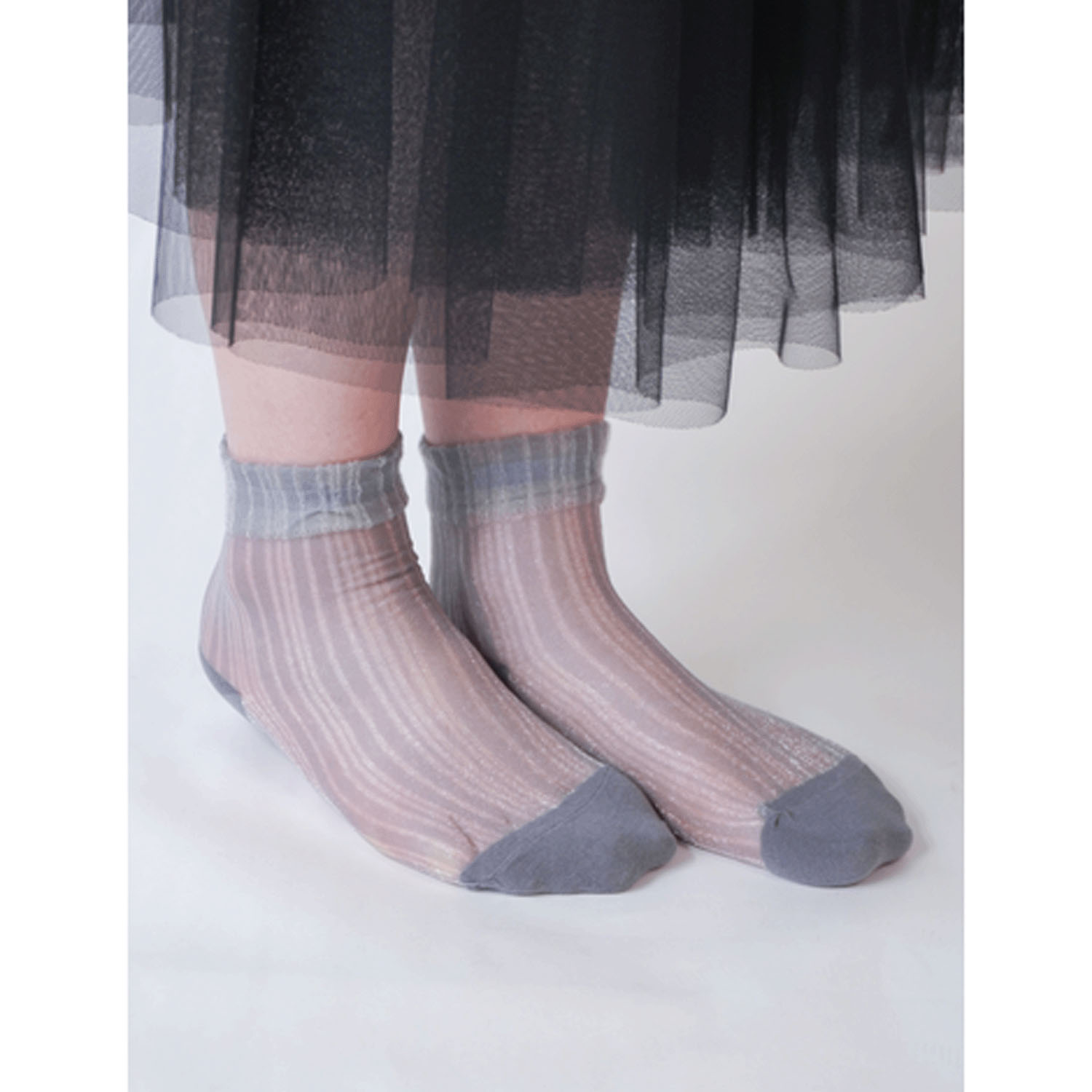 【ネイビーのみ】やわらかナイロン シースルーソックス  ストライプ柄【在庫限り】 - 画像4