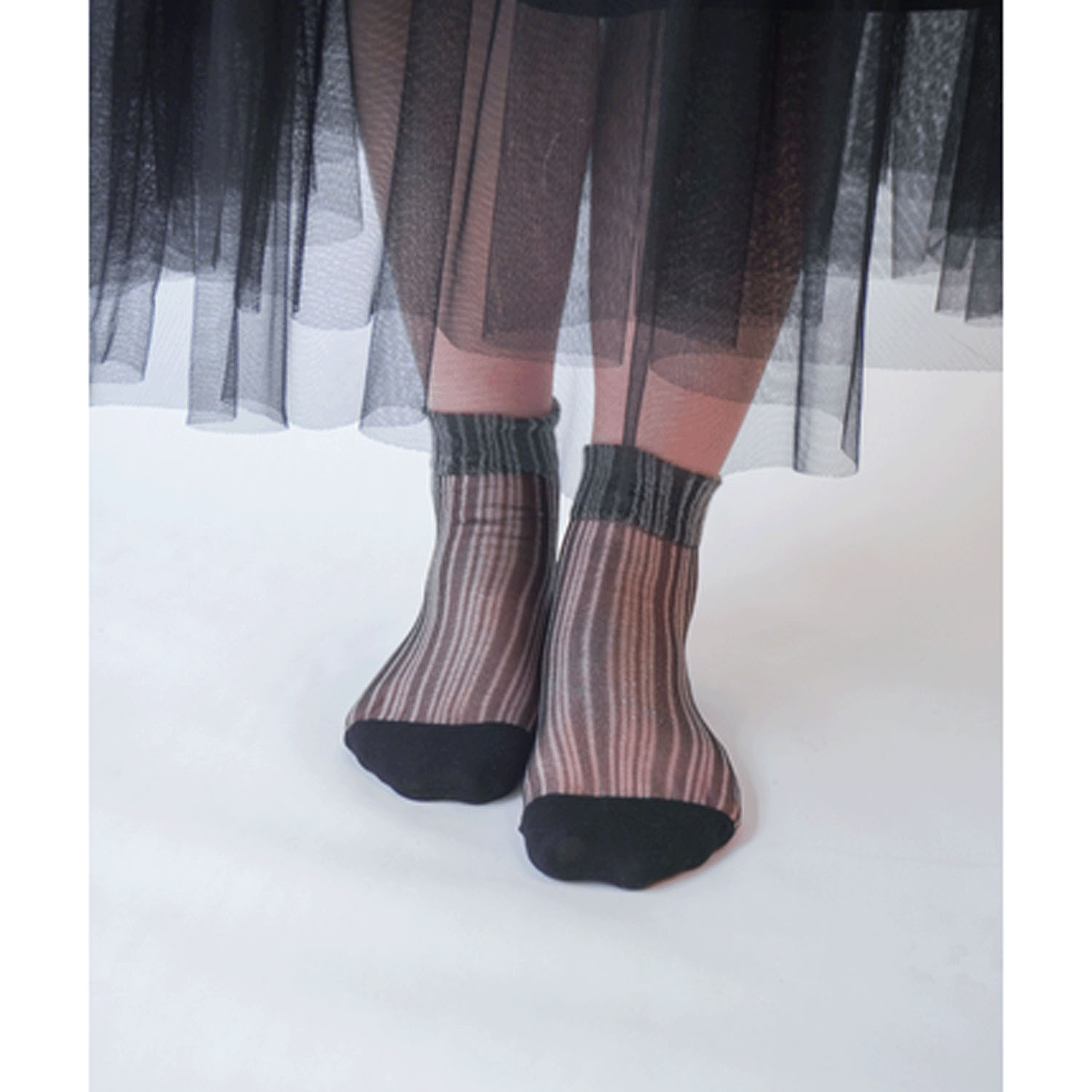 【ネイビーのみ】やわらかナイロン シースルーソックス  ストライプ柄【在庫限り】 - 画像7