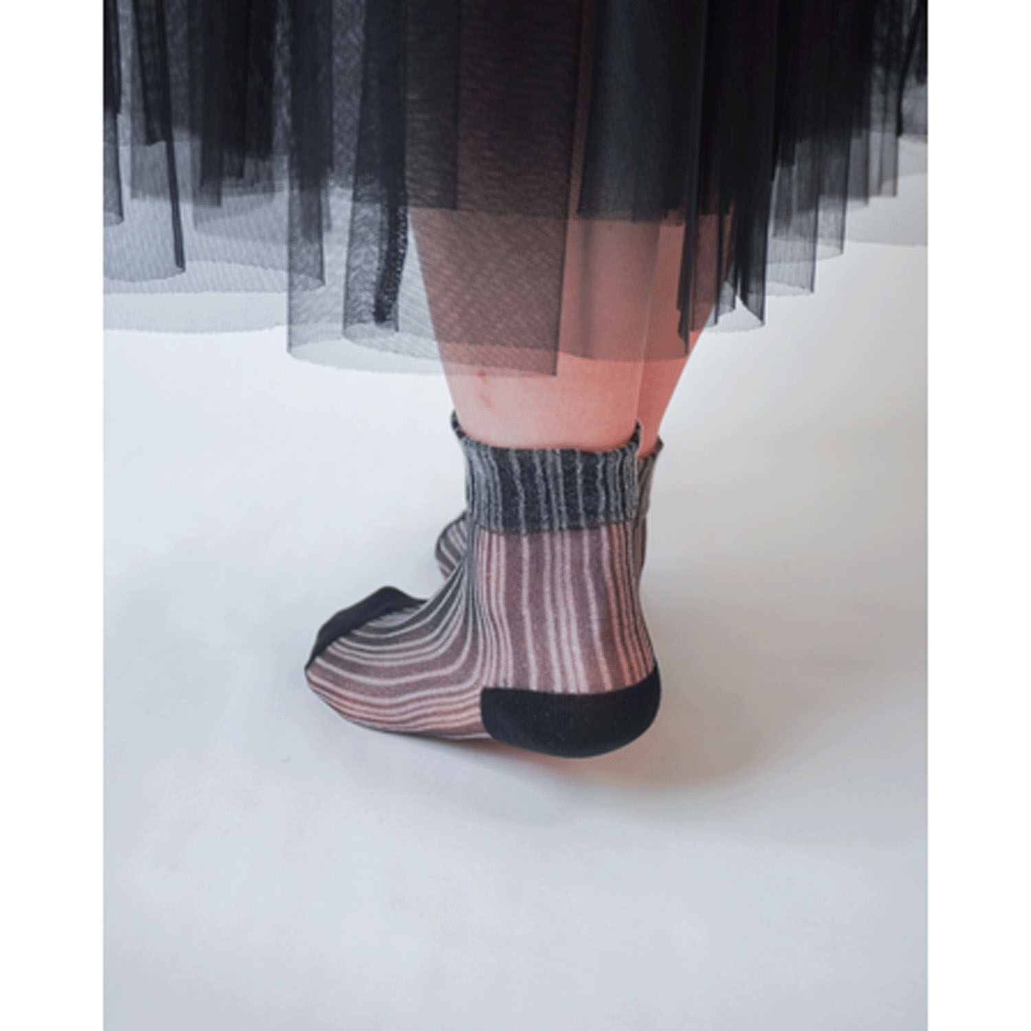 【ネイビーのみ】やわらかナイロン シースルーソックス  ストライプ柄【在庫限り】 - 画像9