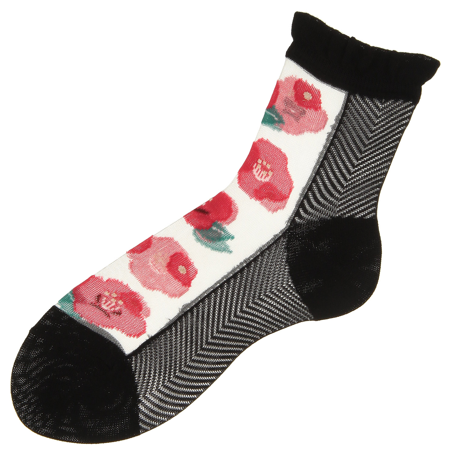 25SS新シリーズ シースルーソックス 和モダン 椿柄【在庫限り】 - 画像6