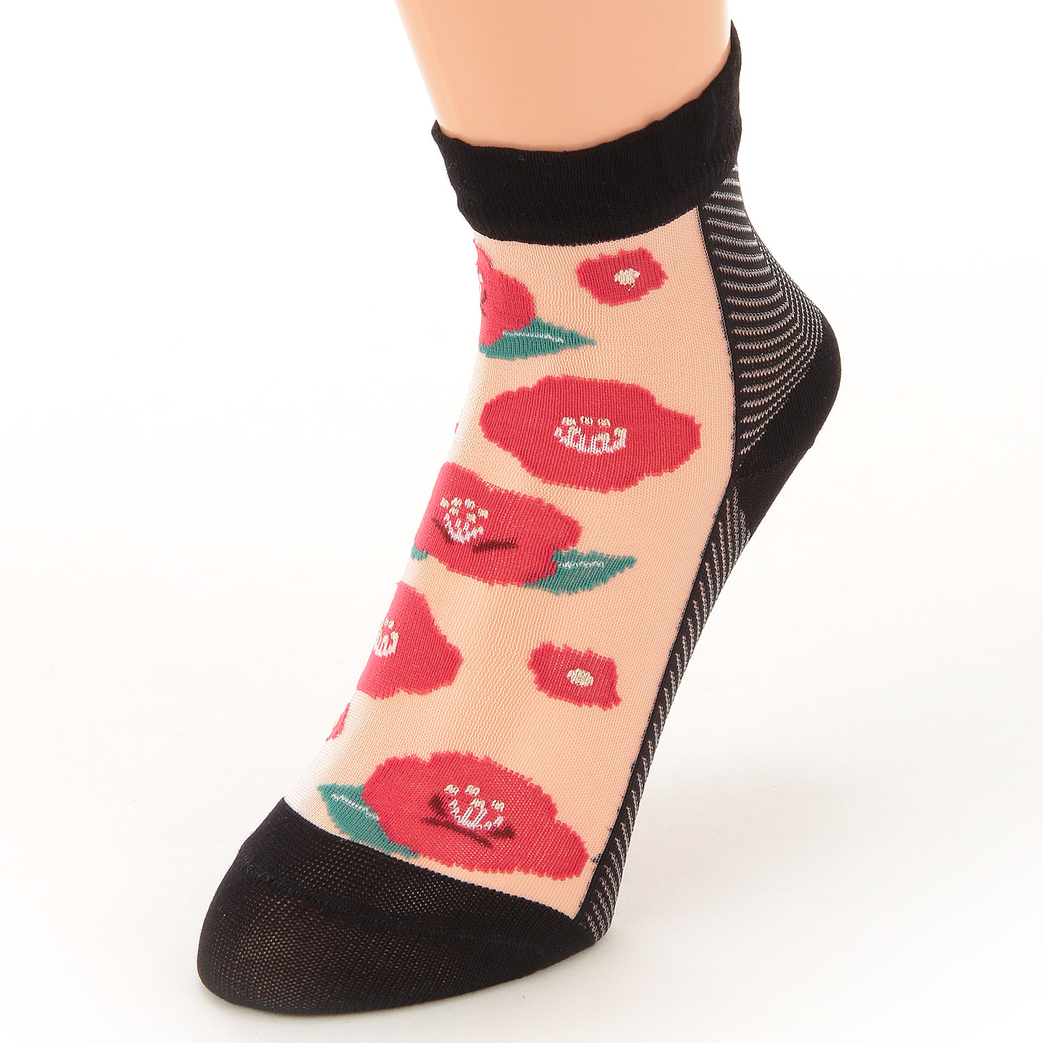 25SS新シリーズ シースルーソックス 和モダン 椿柄【在庫限り】 - 画像7